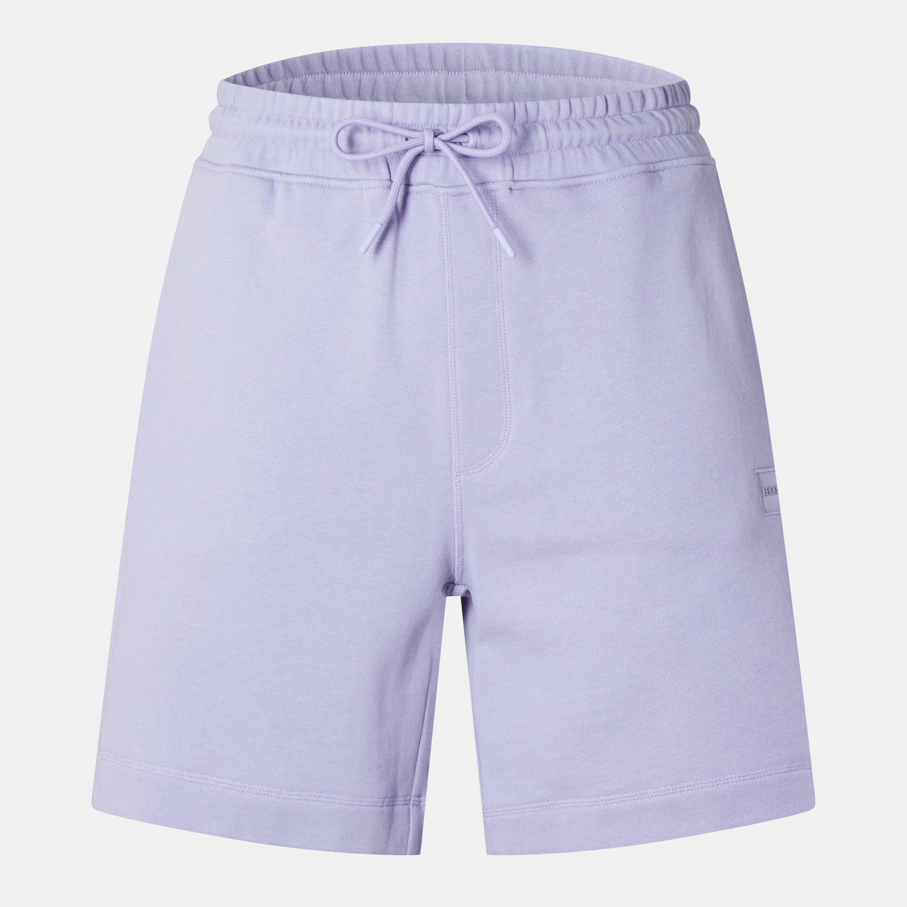 Boss Mens BOSS ORANGE Mid-Length Elasticated Drawstring Fleece Shorts - Open Purple 549 - XL