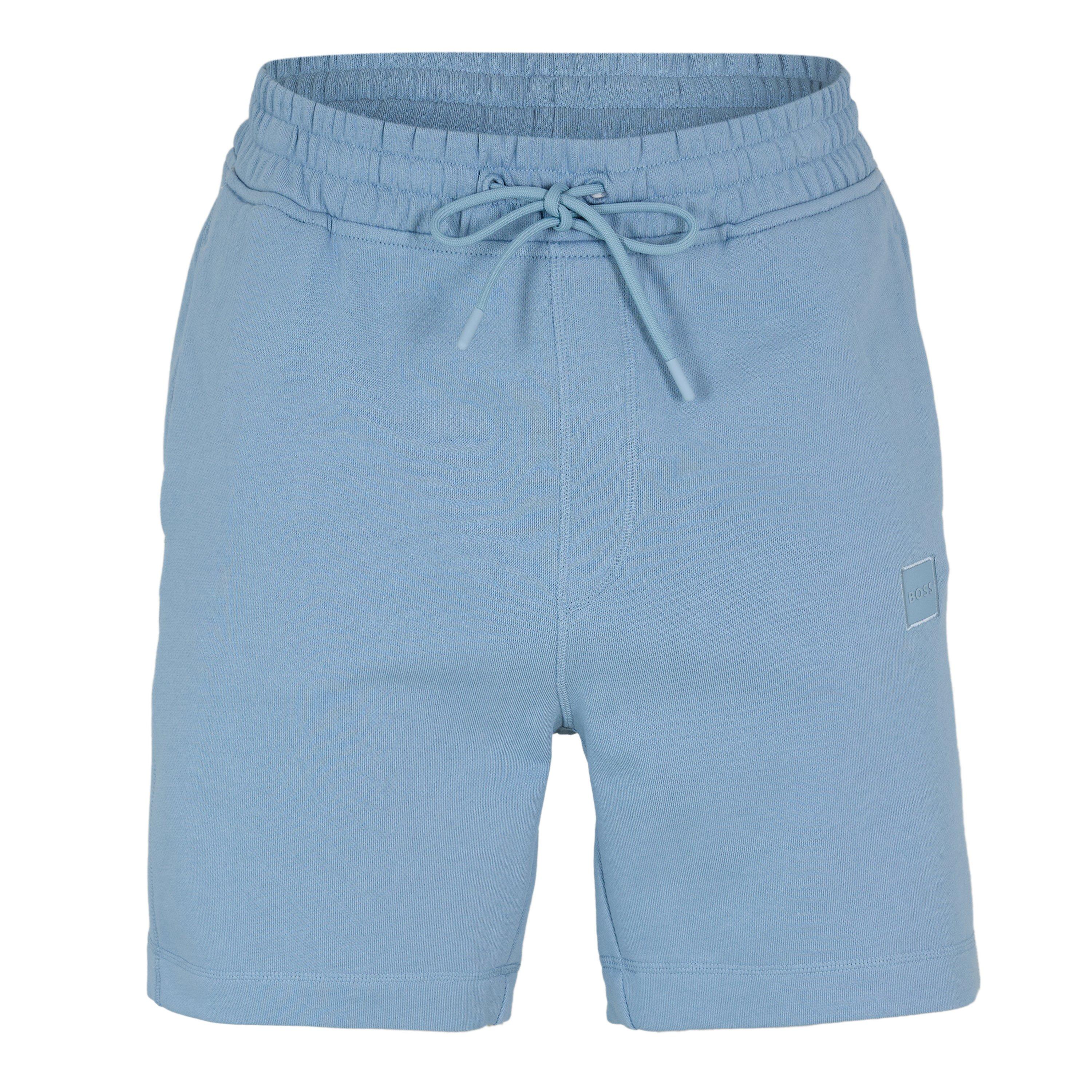Boss Mens BOSS ORANGE Mid-Length Elasticated Drawstring Fleece Shorts - Blue 458 - M