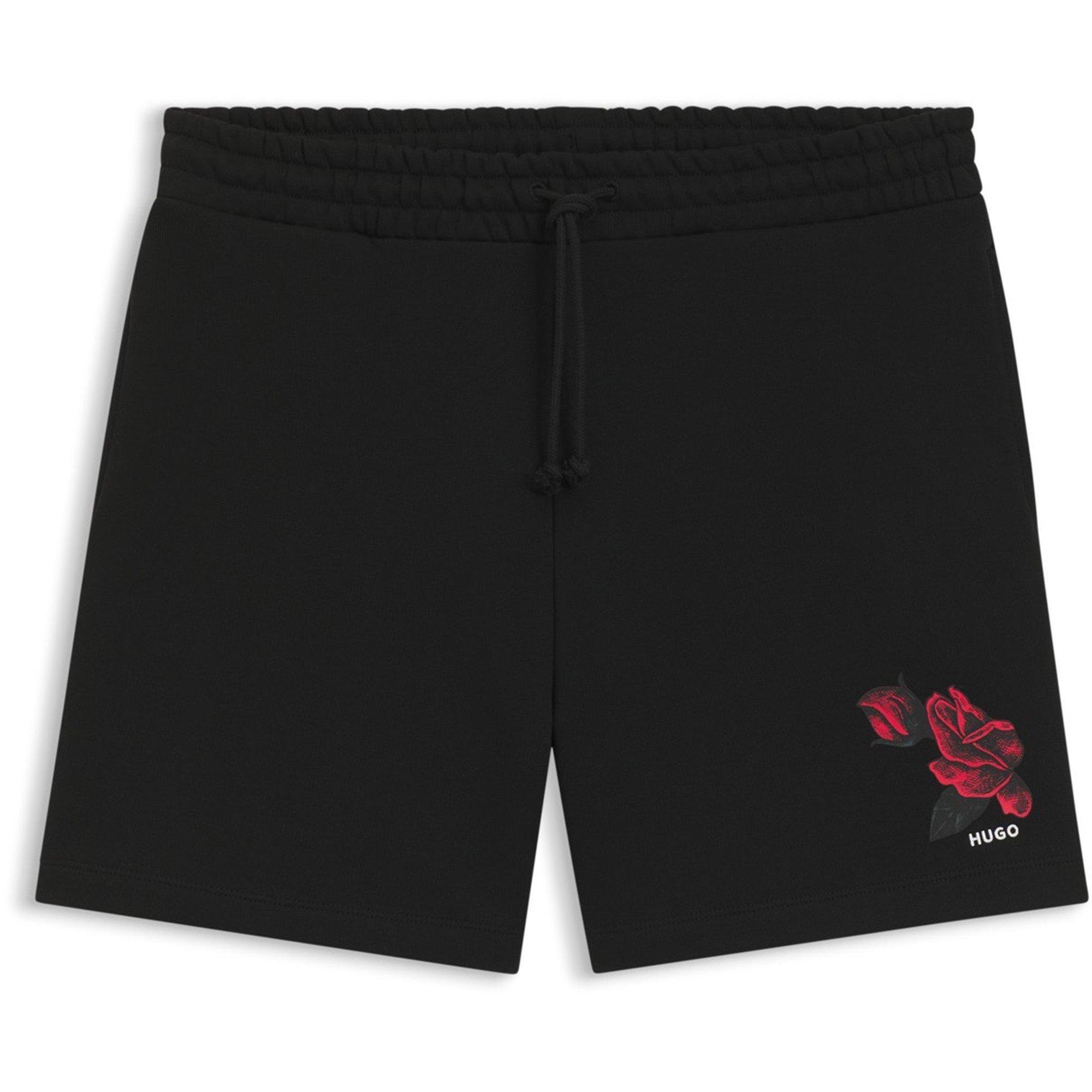 Hugo Mens HUGO Soft Fleece Jogger Shorts with Graphic Detail - Black 001 - L