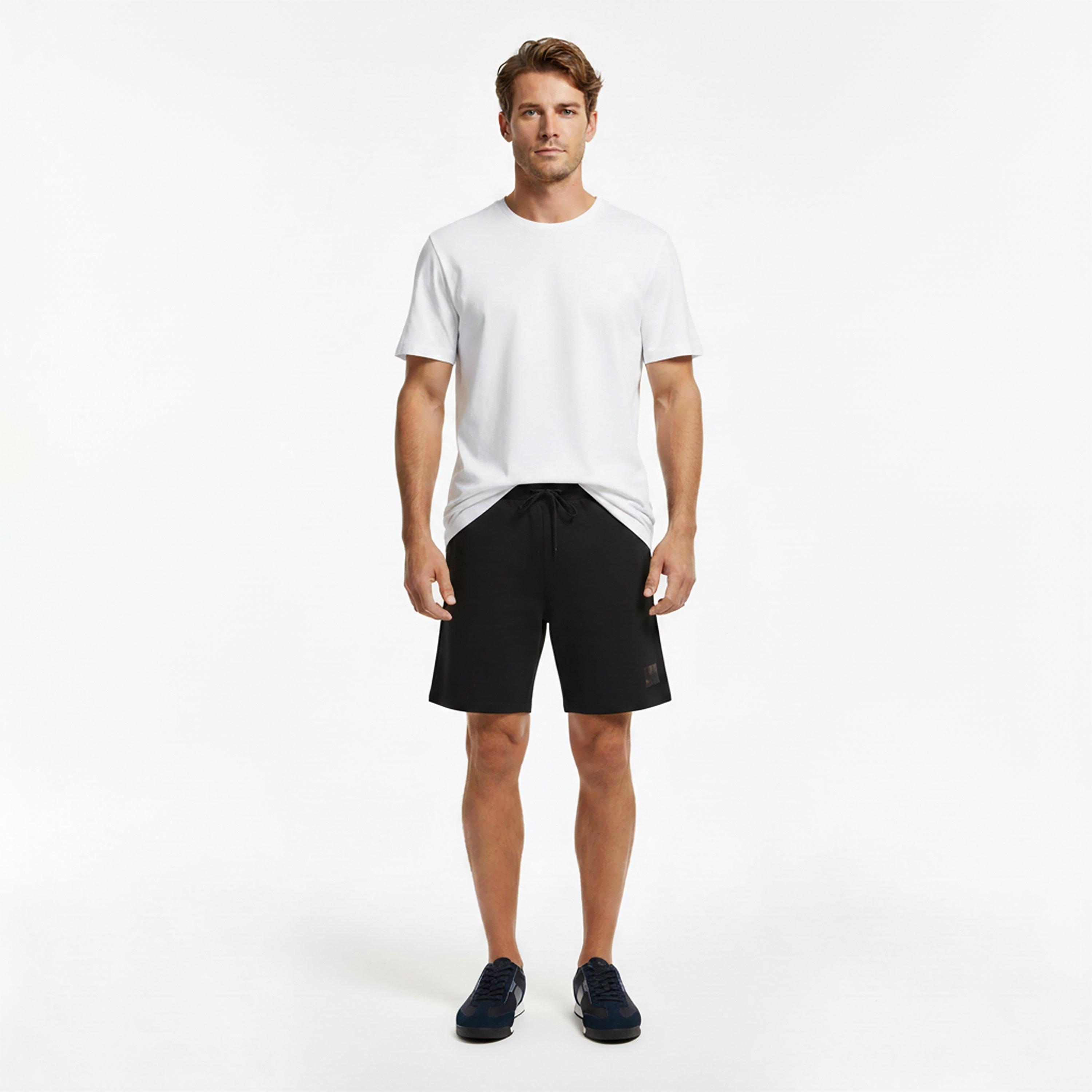 Black 001 - Hugo - HUGO Cotton-terry Shorts with Tortoiseshell Logo - 4