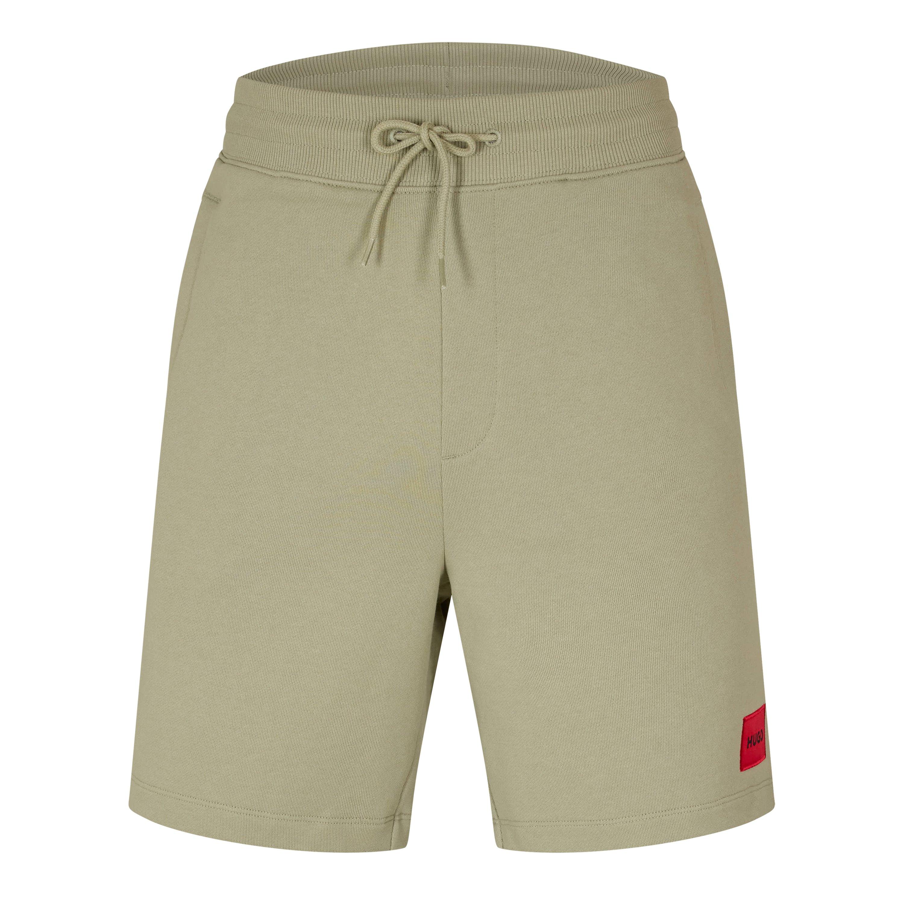 Hugo Mens HUGO Jogger Fleece Shorts with Logo Detail - Soft Cotton-Blend Jersey - Green 337 - M