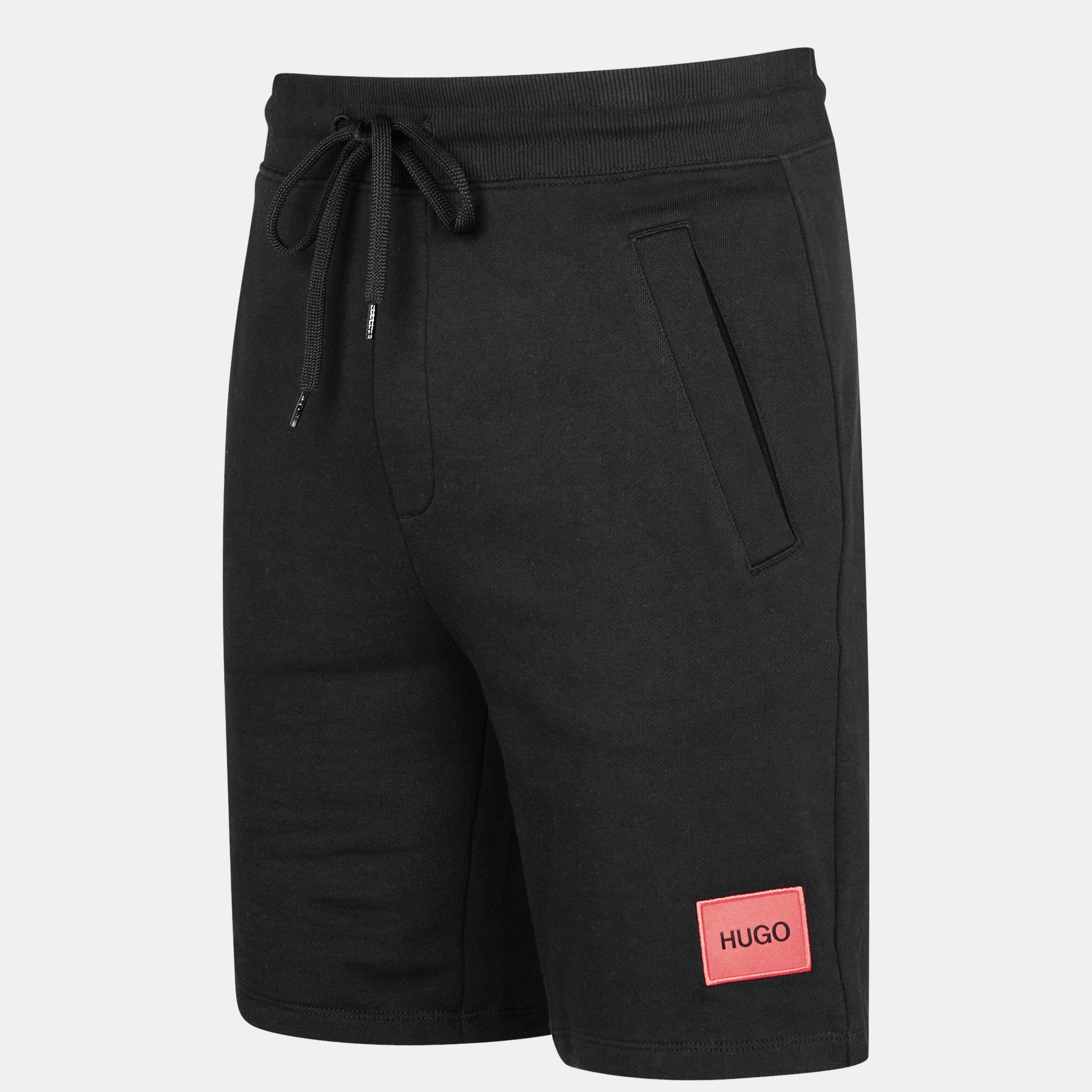 Black 001 - Hugo - Men's Red Cotton Fleece Jogger Shorts - 9