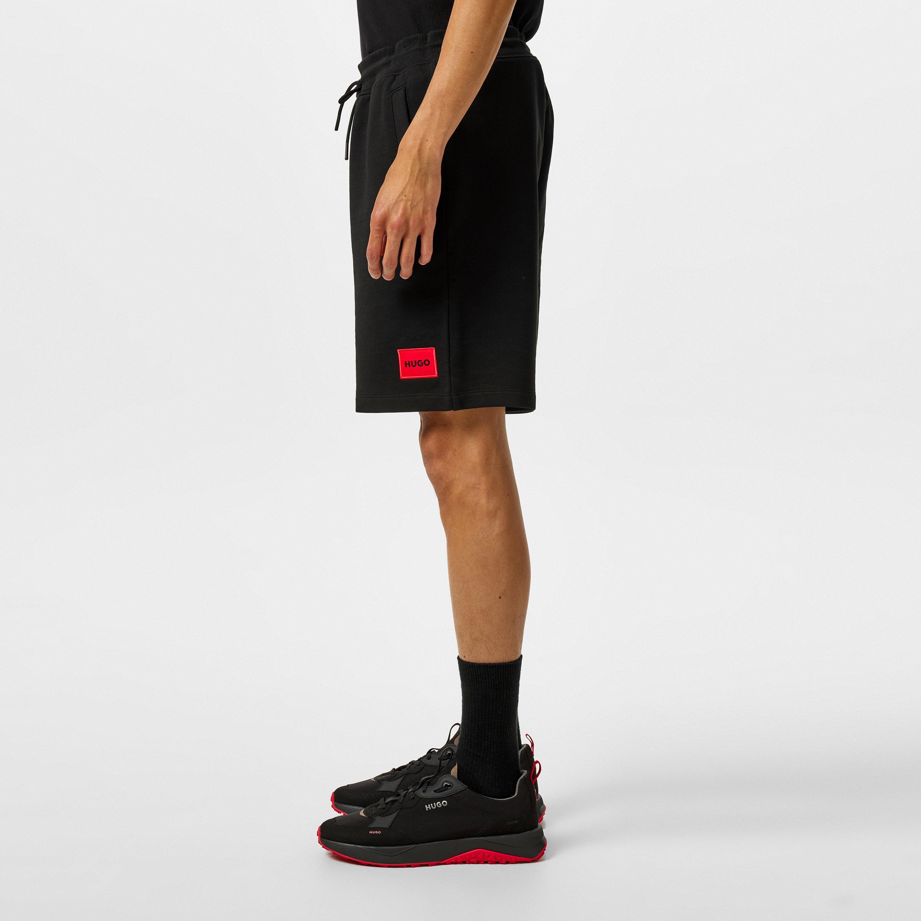 Black 001 - Hugo - Men's Red Cotton Fleece Jogger Shorts - 6