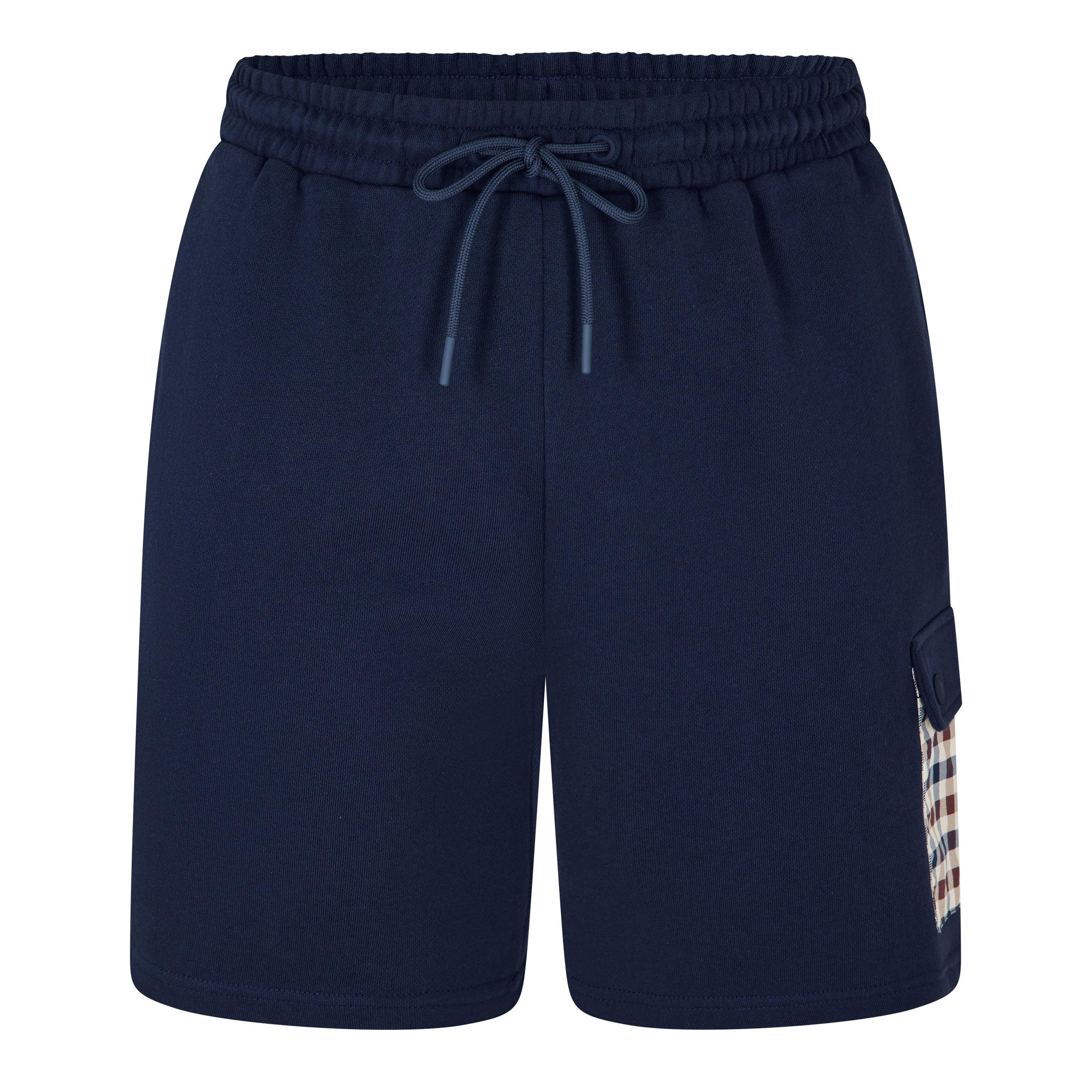 Navy - Aquascutum - Men's Fleece Jogger Shorts - 1