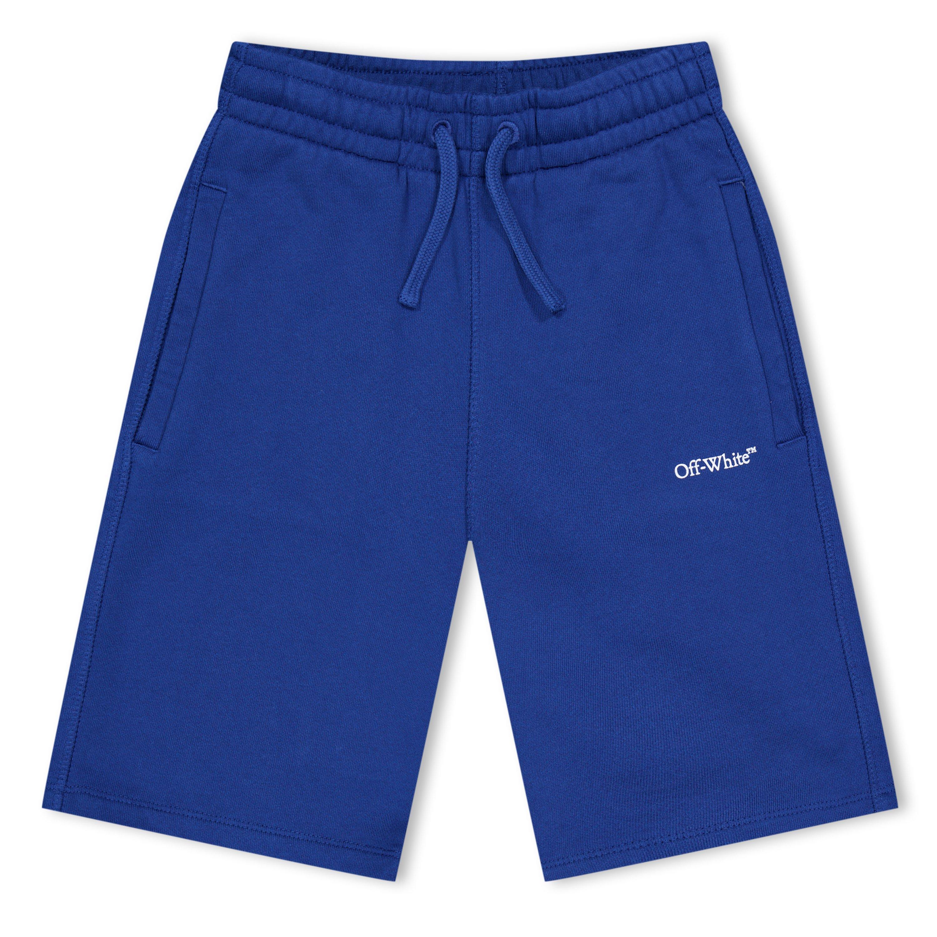 Blue 4501 - Off White - Unisex Kids' Bookish Cotton Logo Fleece Jogger Shorts - 1