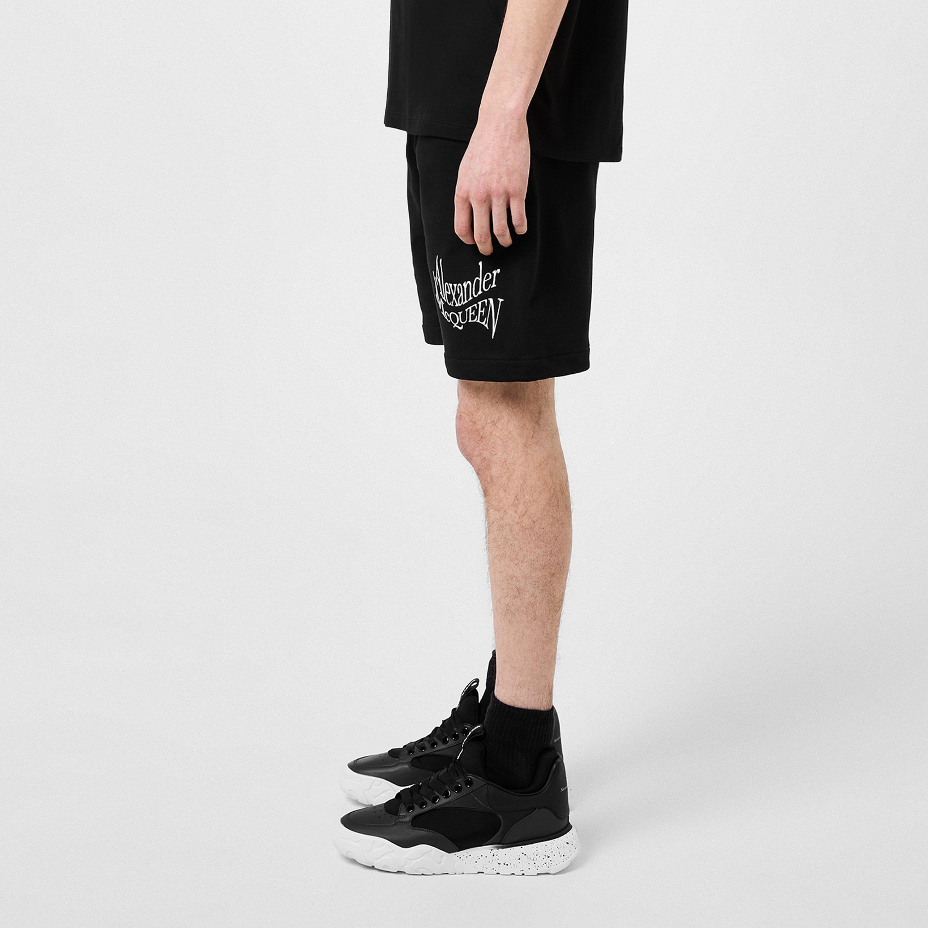 Black - Alexander McQueen - Embroidered Logo Shorts - 2