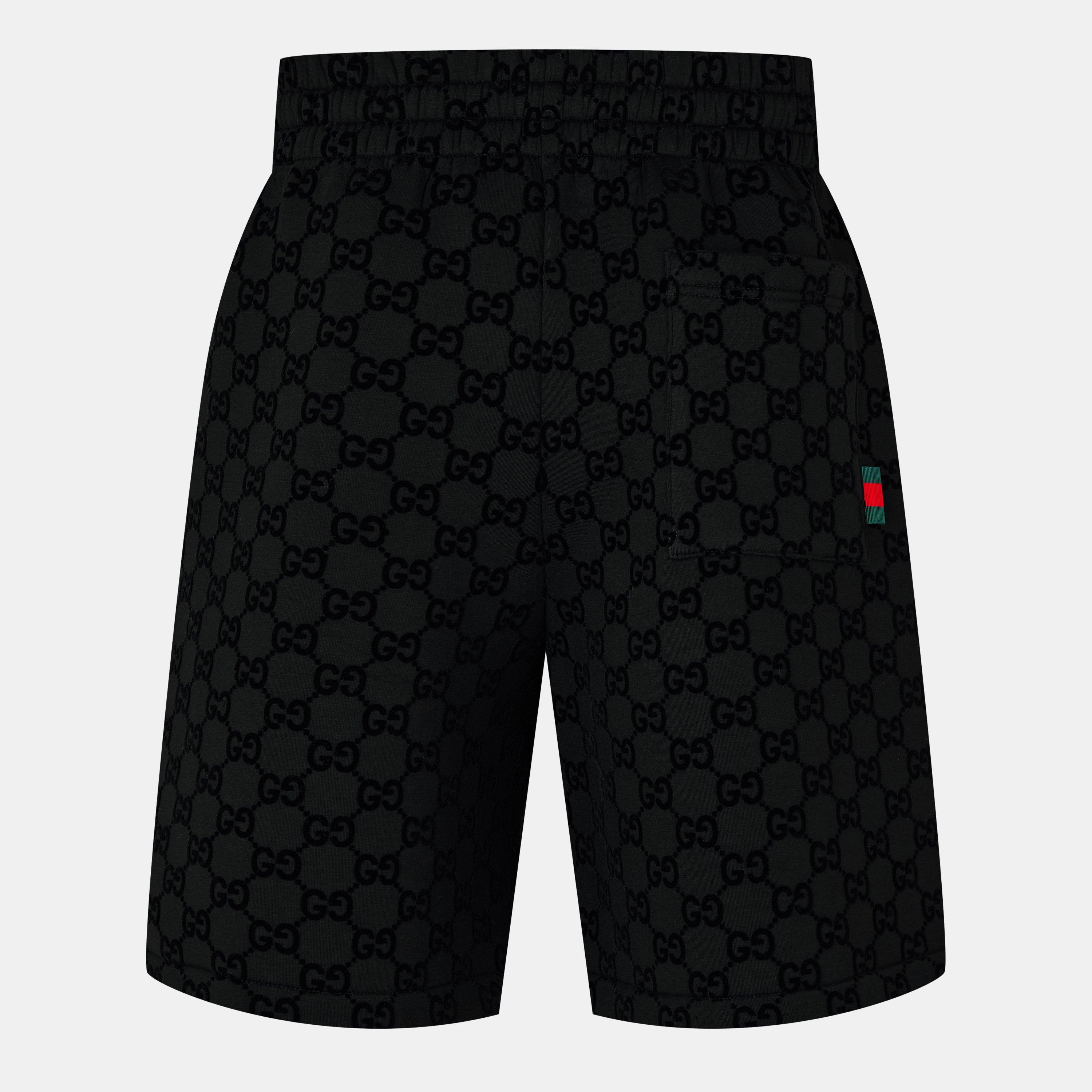 Black - Gucci - Men's Logo Cotton Printed Jersey Basketball Shorts - 2