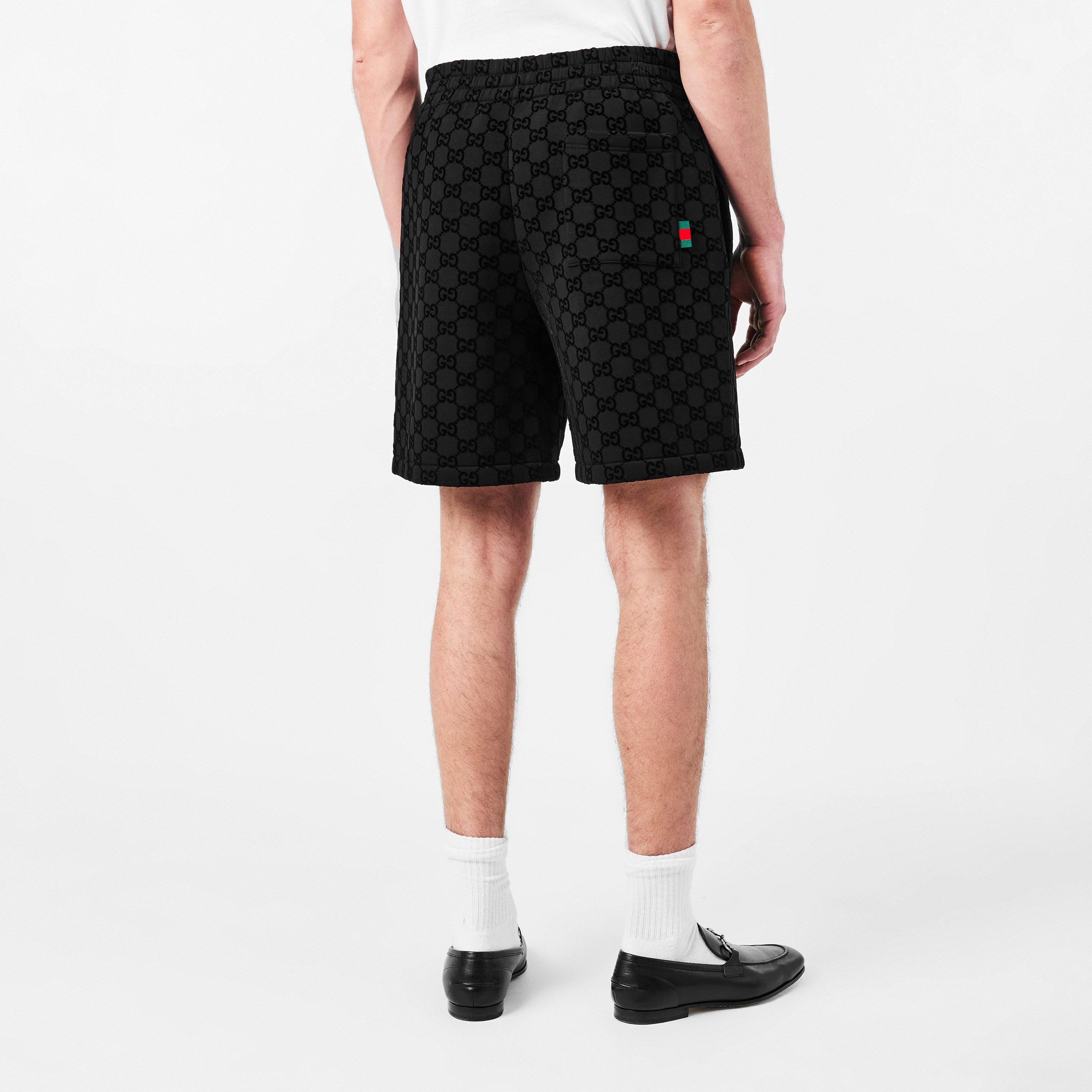 Black - Gucci - Men's Logo Cotton Printed Jersey Basketball Shorts - 4