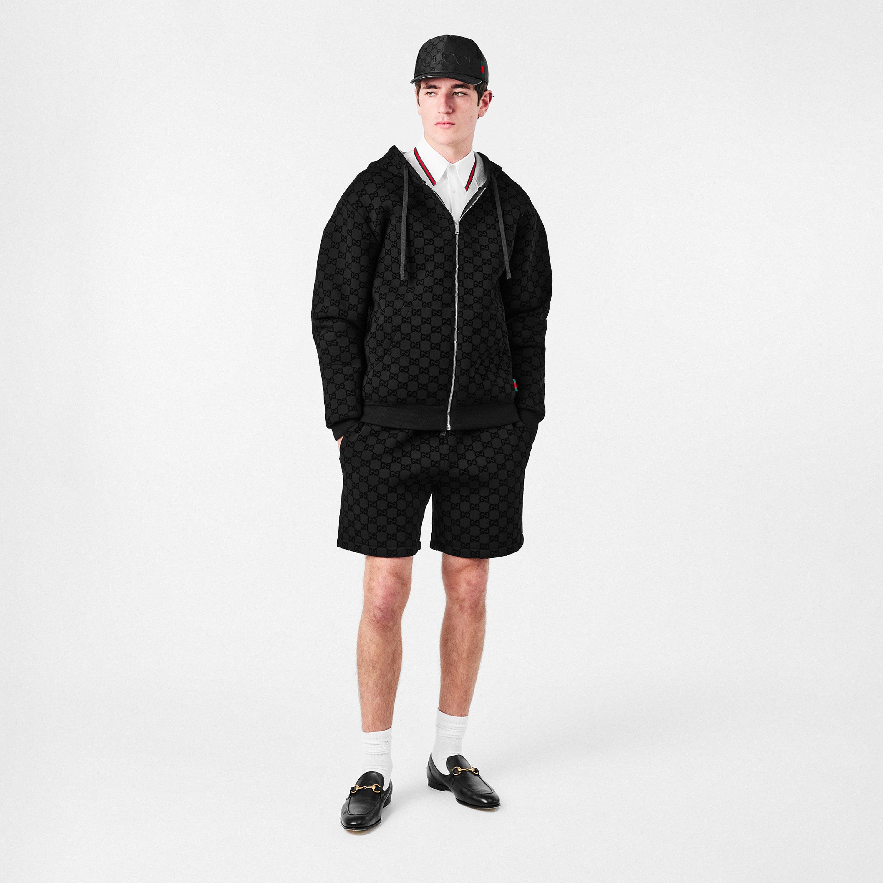 Black - Gucci - Men's Logo Cotton Printed Jersey Basketball Shorts - 6