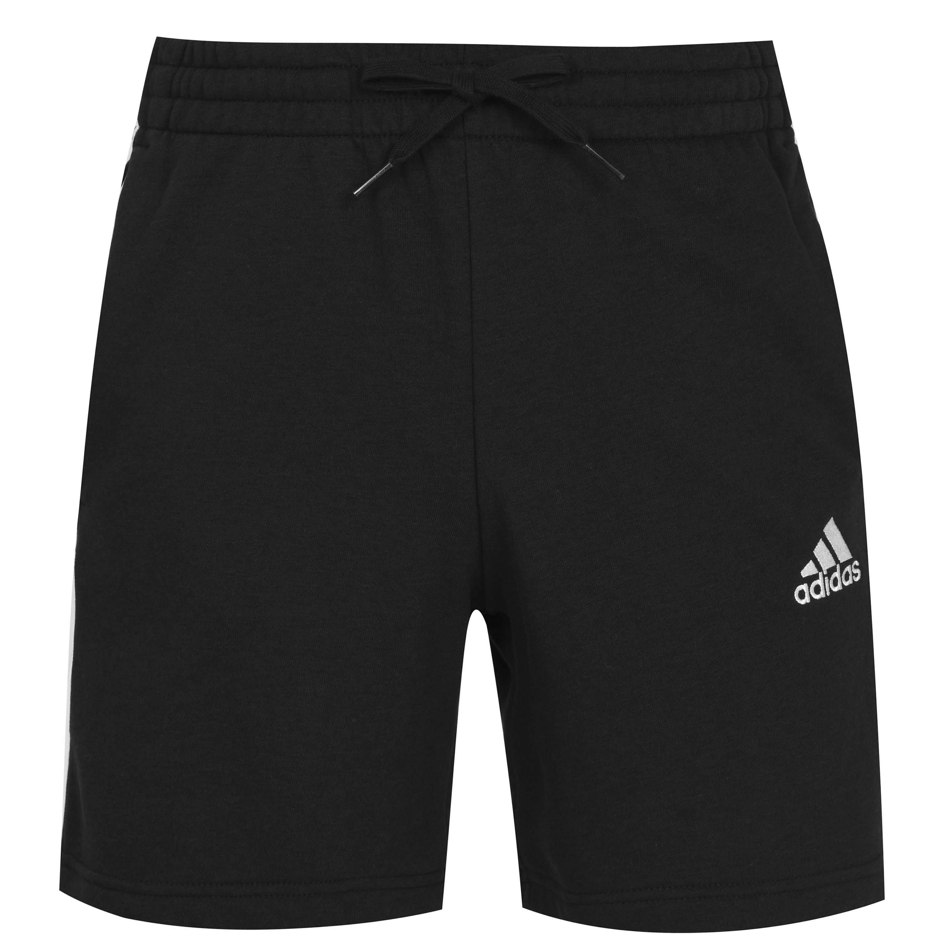 Schwarz/Weiß - adidas - Essentials 3 Stripe Fleece Shorts Mens - 10