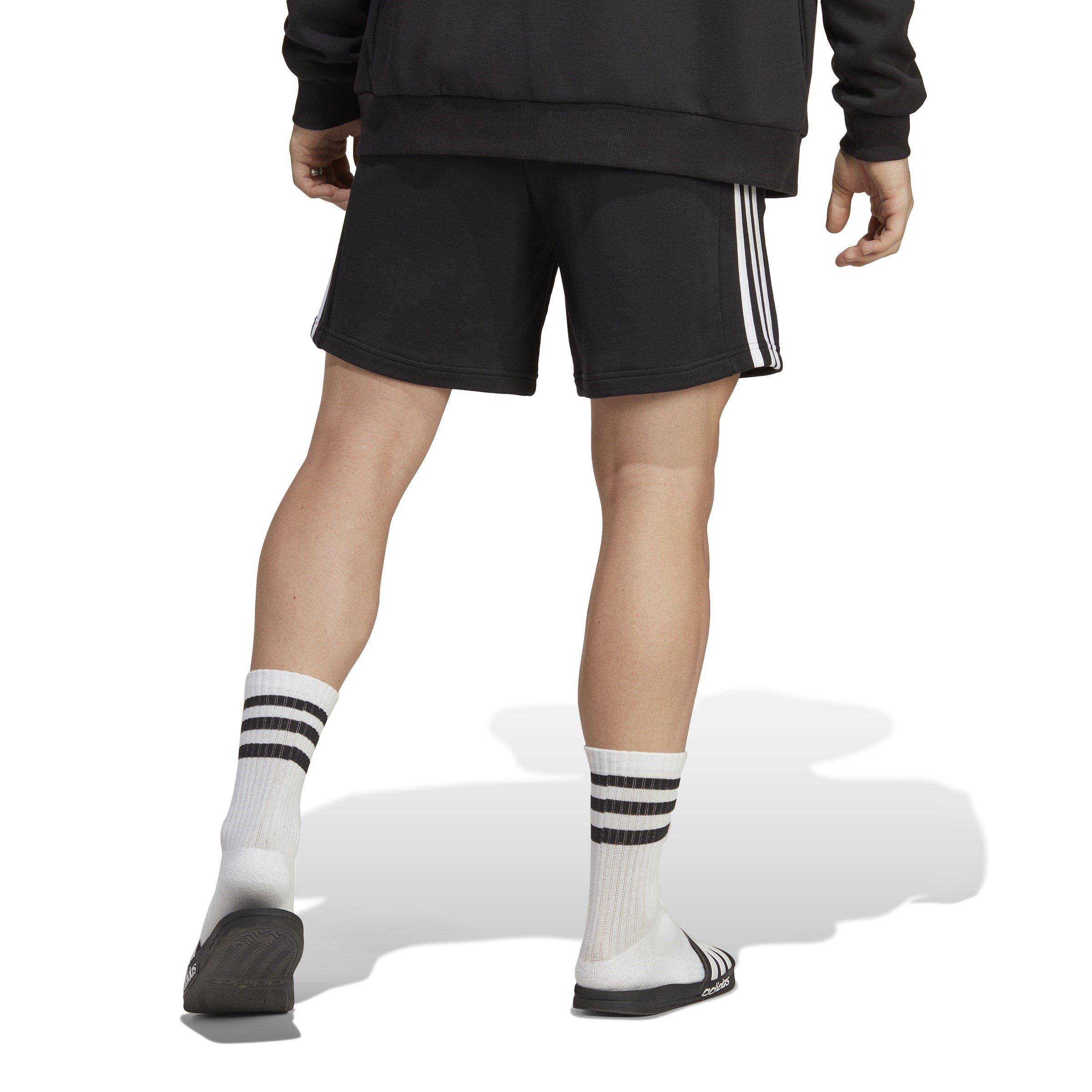 Schwarz/Weiß - adidas - Essentials 3 Stripe Fleece Shorts Mens - 4