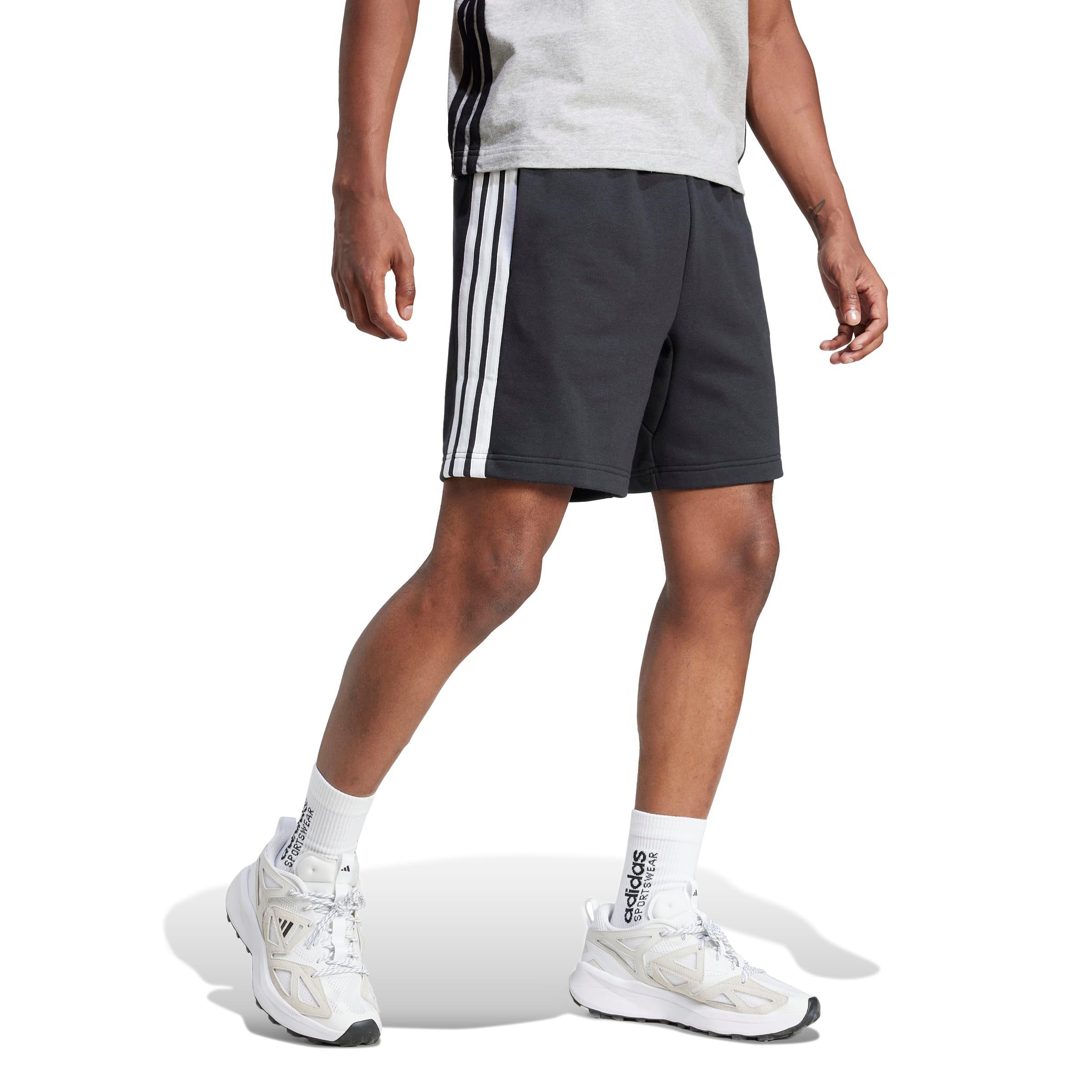 Schwarz/Weiß - adidas - Essentials 3 Stripe Fleece Shorts Mens - 7
