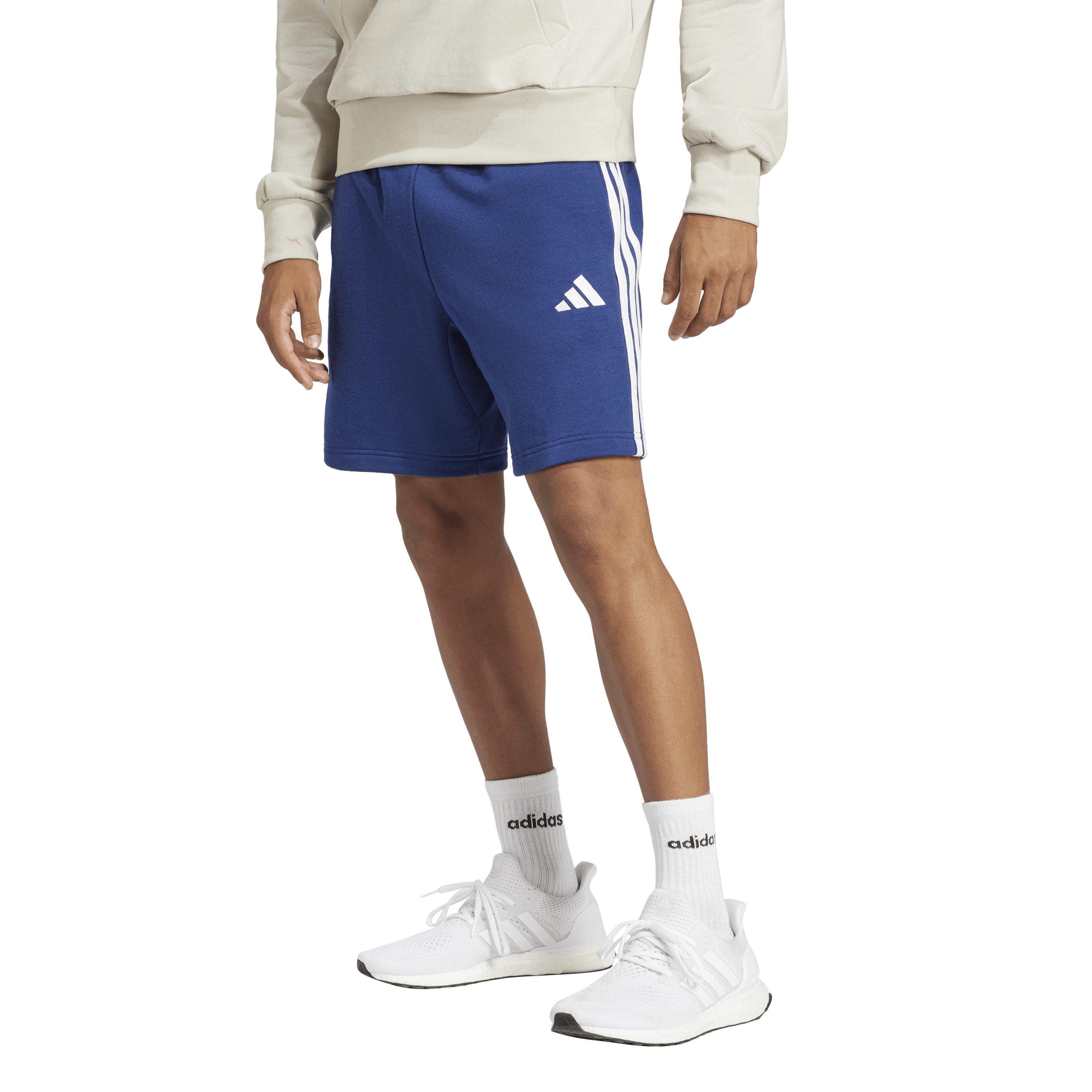 Navy/White - adidas - Essentials 3 Stripe Fleece Shorts Mens - 2