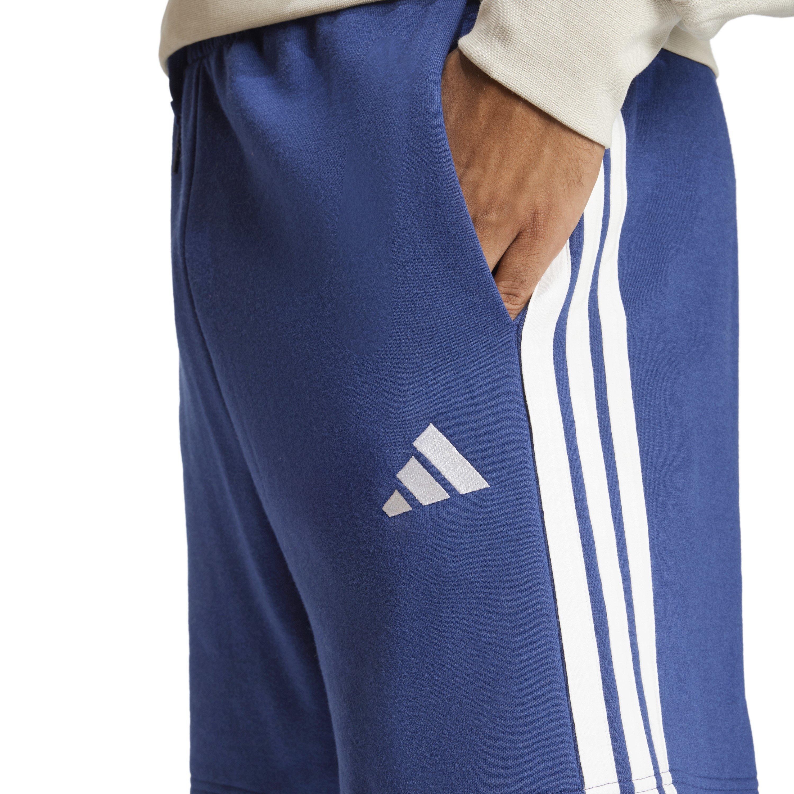 Navy/White - adidas - Essentials 3 Stripe Fleece Shorts Mens - 4
