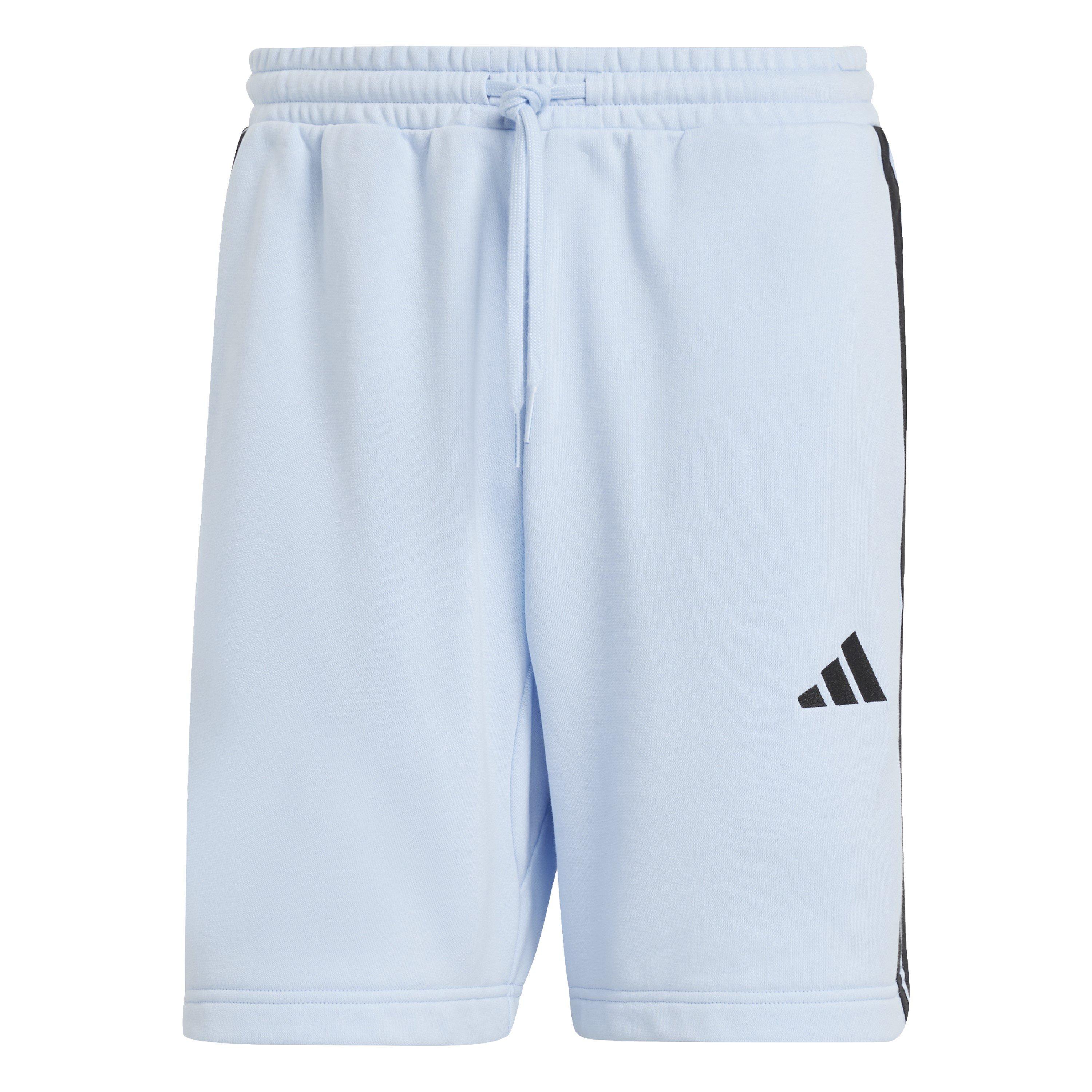 Adidas Men's Essentials 3 Stripe Fleece Shorts - Glow Blue - XL