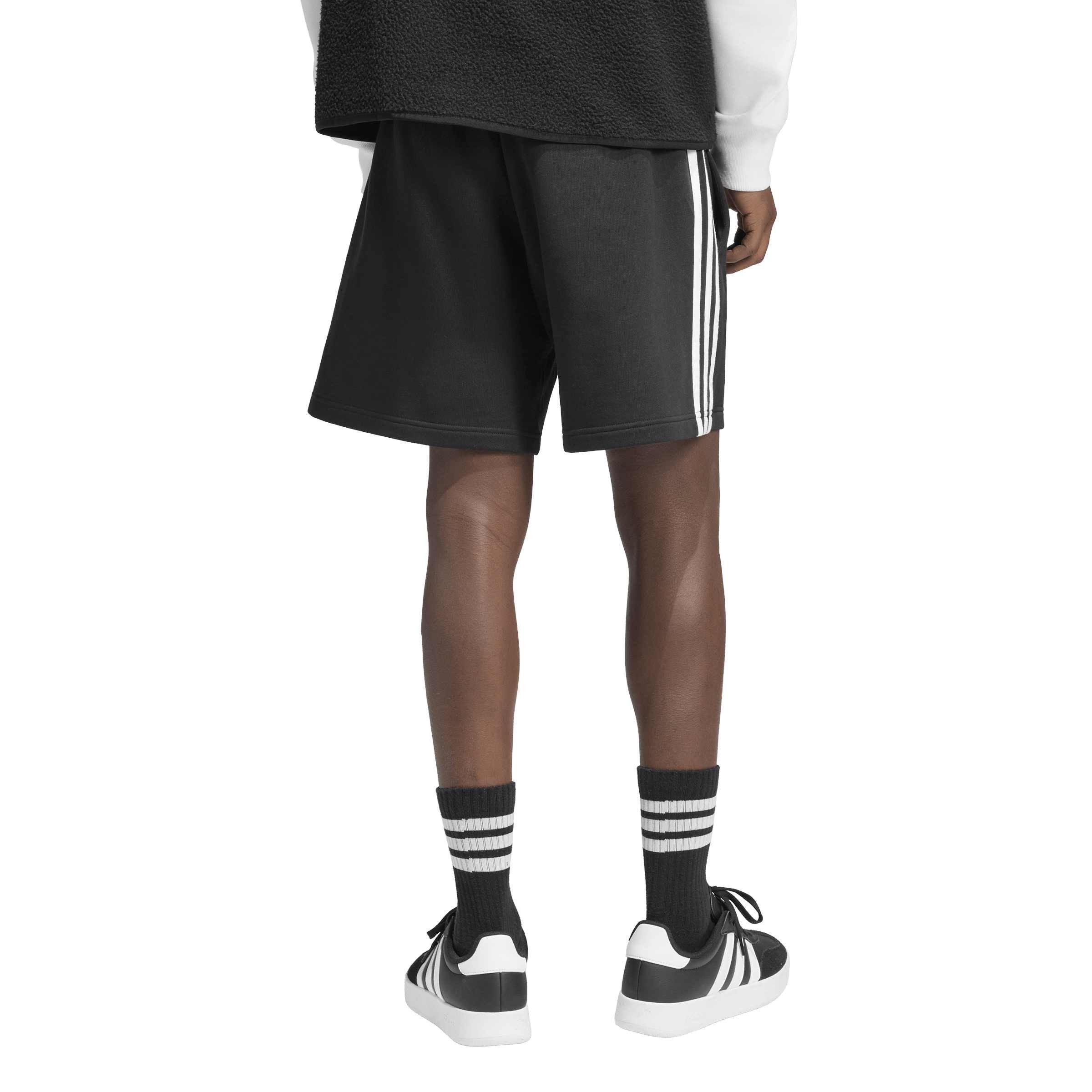 Zwart/Wit - adidas - Essentials 3 Stripe Fleece Shorts Mens - 3