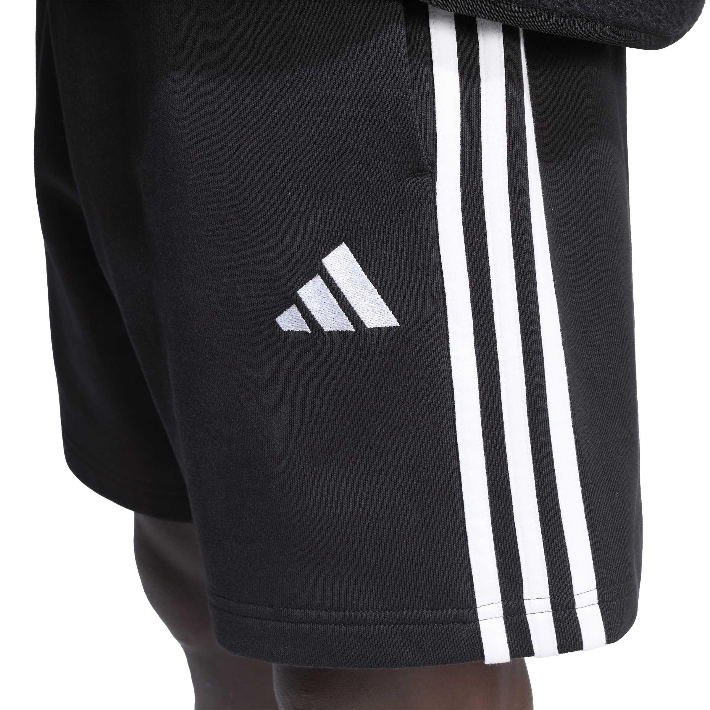 Zwart/Wit - adidas - Essentials 3 Stripe Fleece Shorts Mens - 4