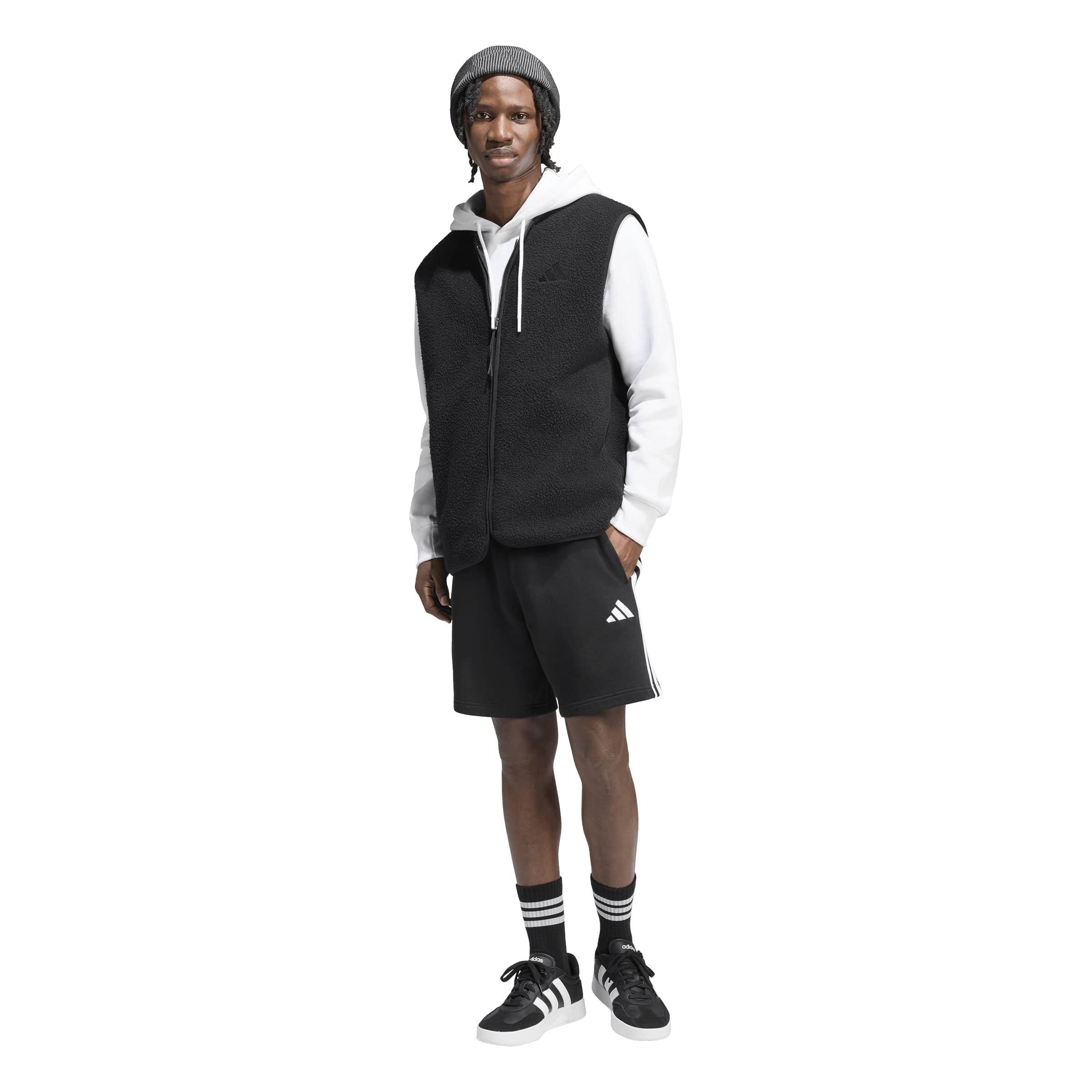 Zwart/Wit - adidas - Essentials 3 Stripe Fleece Shorts Mens - 6