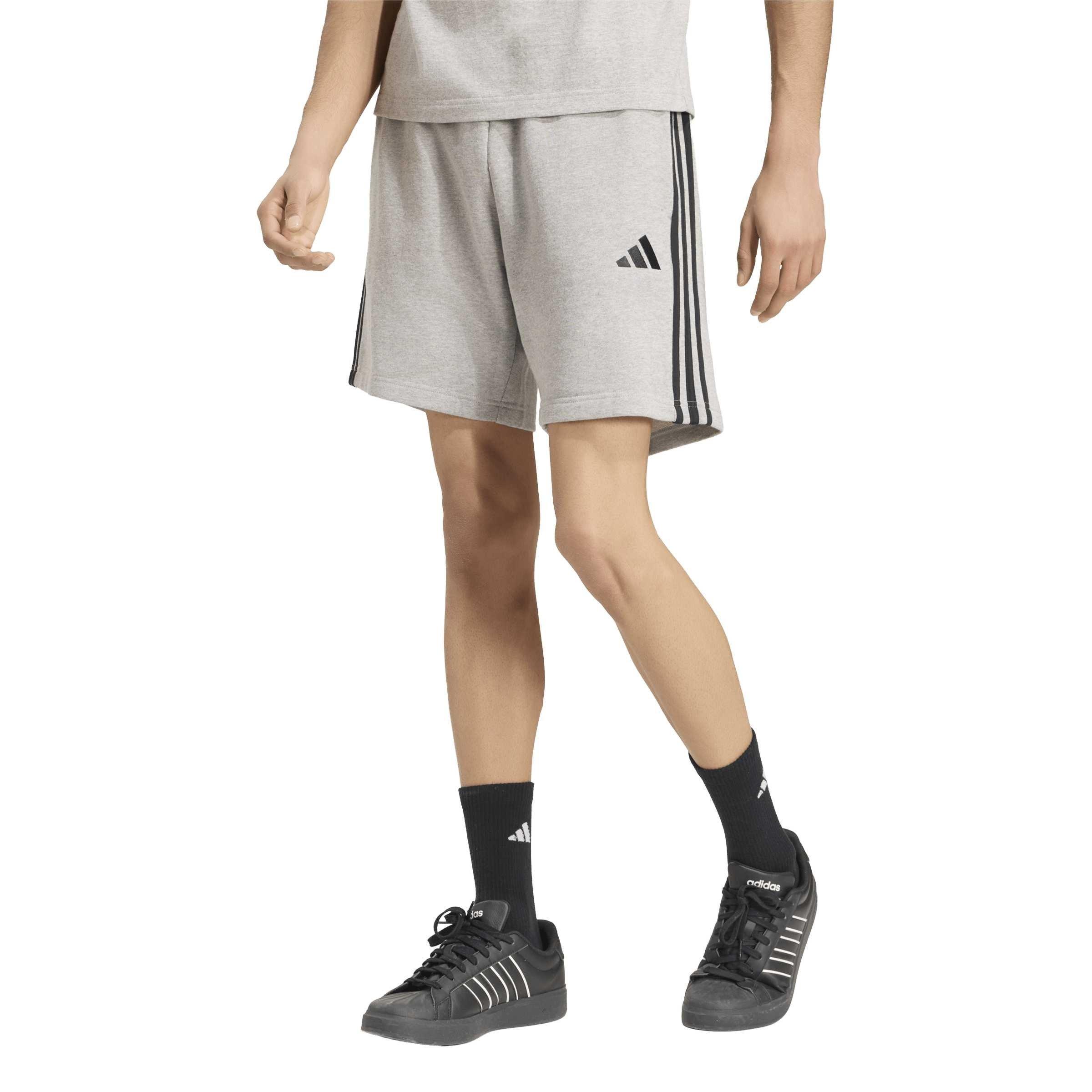 Gris/Negro - adidas - Essentials 3 Stripe Fleece Shorts Mens - 2