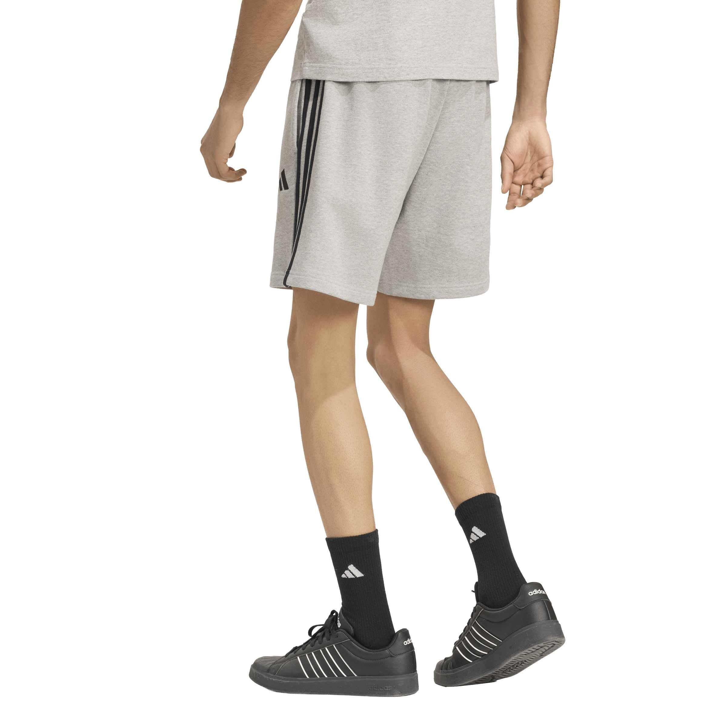 Gris/Negro - adidas - Essentials 3 Stripe Fleece Shorts Mens - 3