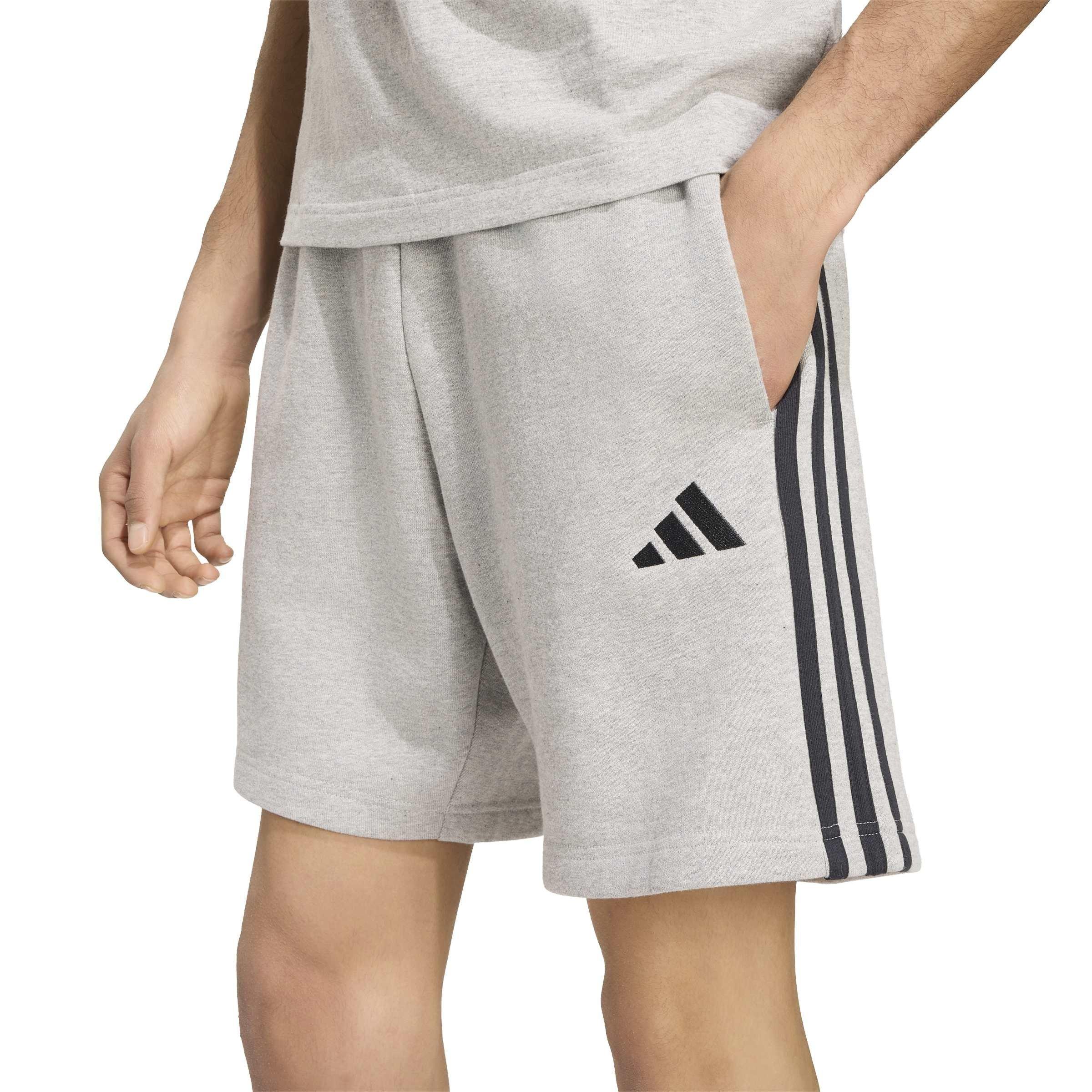 Gris/Negro - adidas - Essentials 3 Stripe Fleece Shorts Mens - 4
