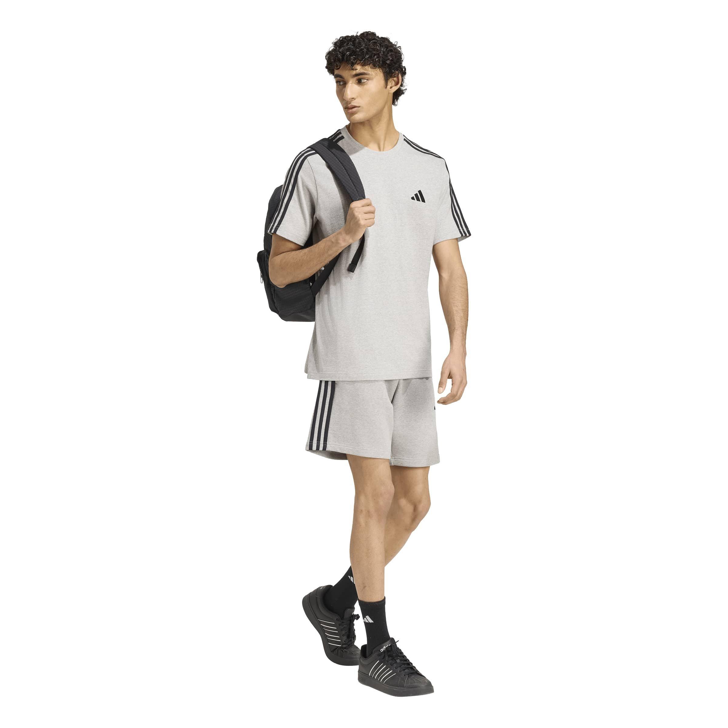 Gris/Negro - adidas - Essentials 3 Stripe Fleece Shorts Mens - 6