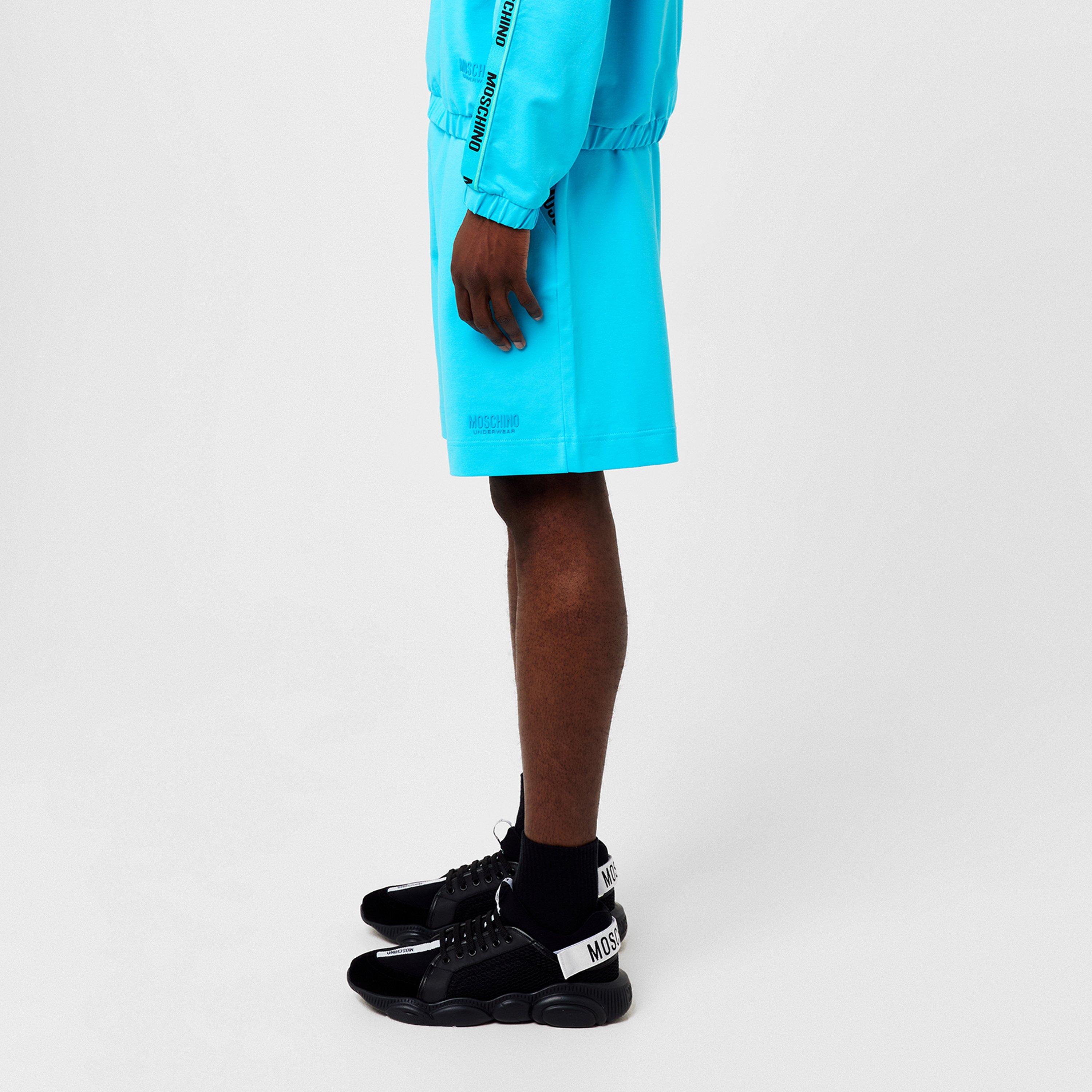 Light Blue - Moschino - Men's Logo Tape Fleece Jogger Shorts - 2