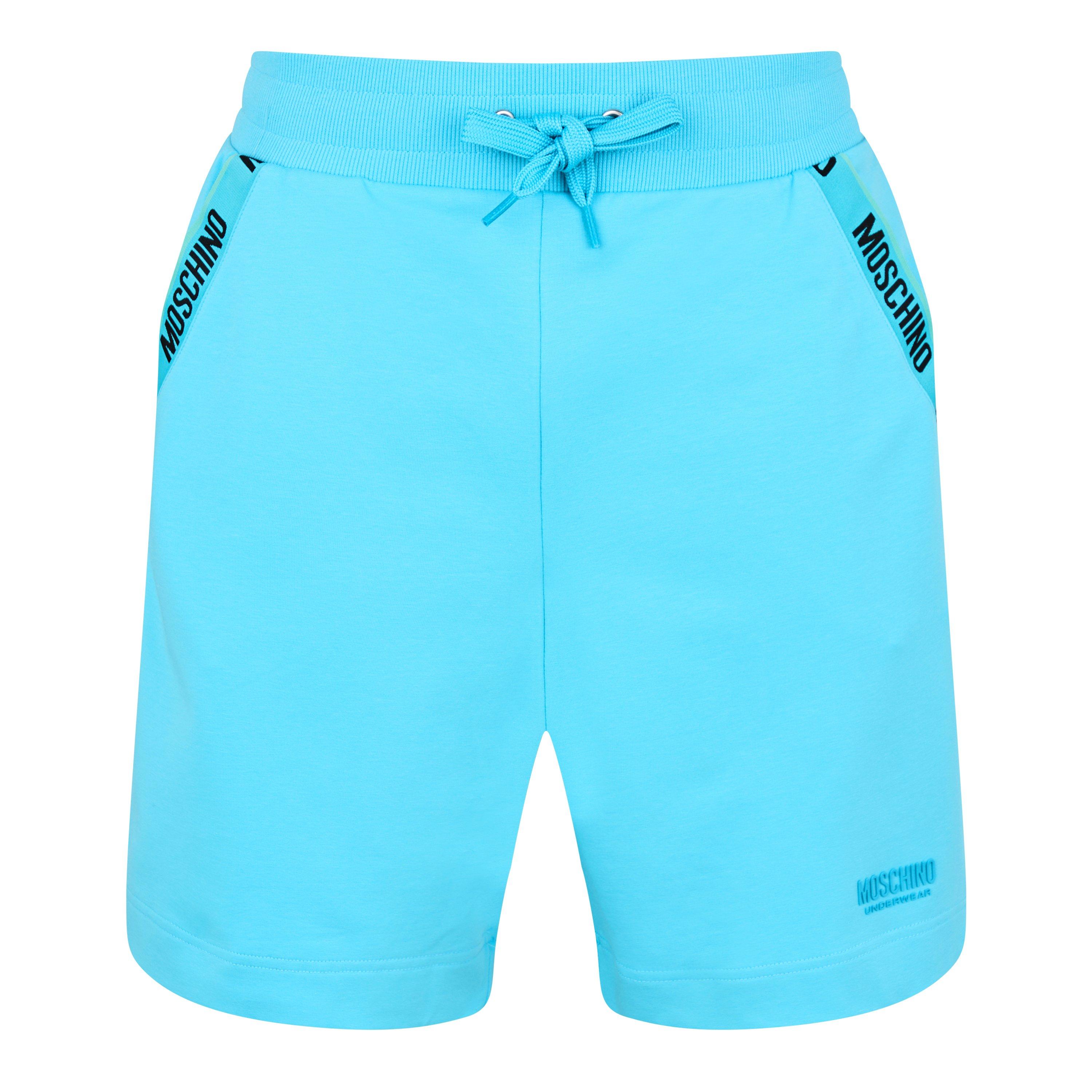 Light Blue - Moschino - Men's Logo Tape Fleece Jogger Shorts - 5