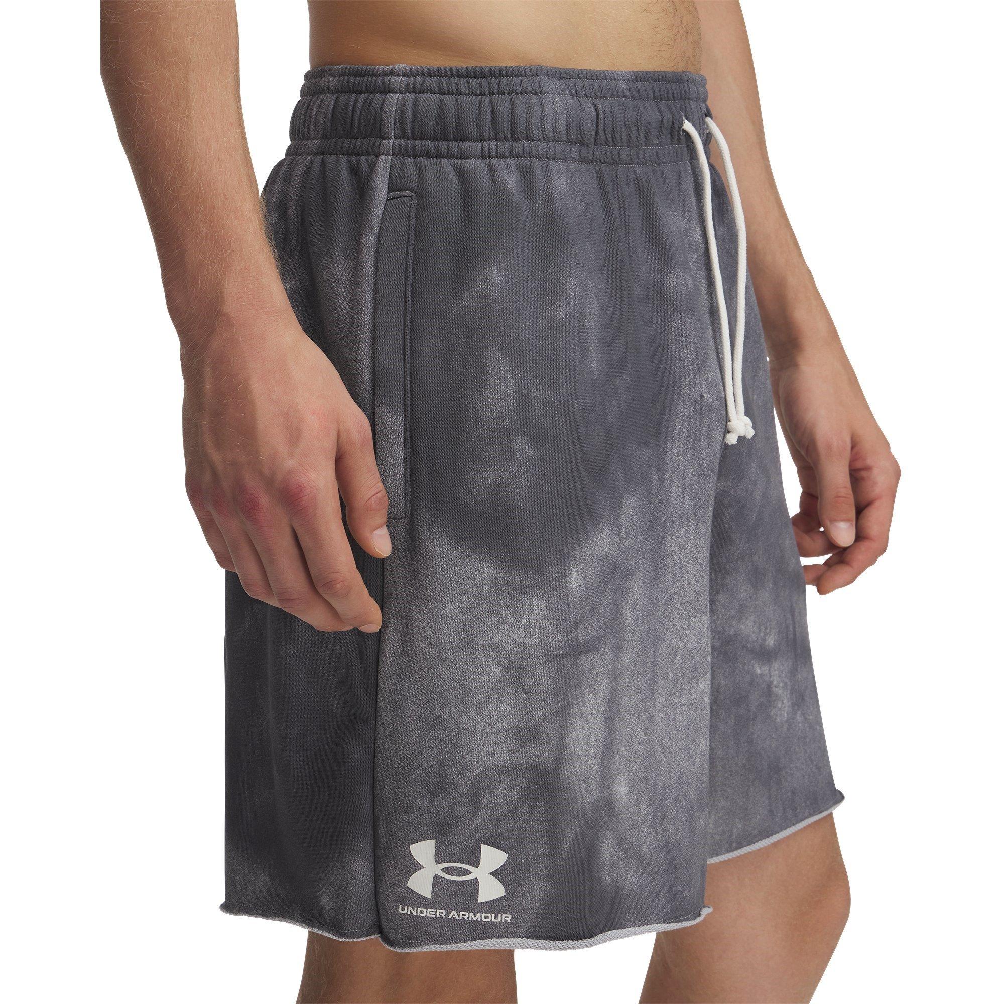 Gray - Under Armour - Rival Terry All Over Print Fleece Jogger Shorts - 3