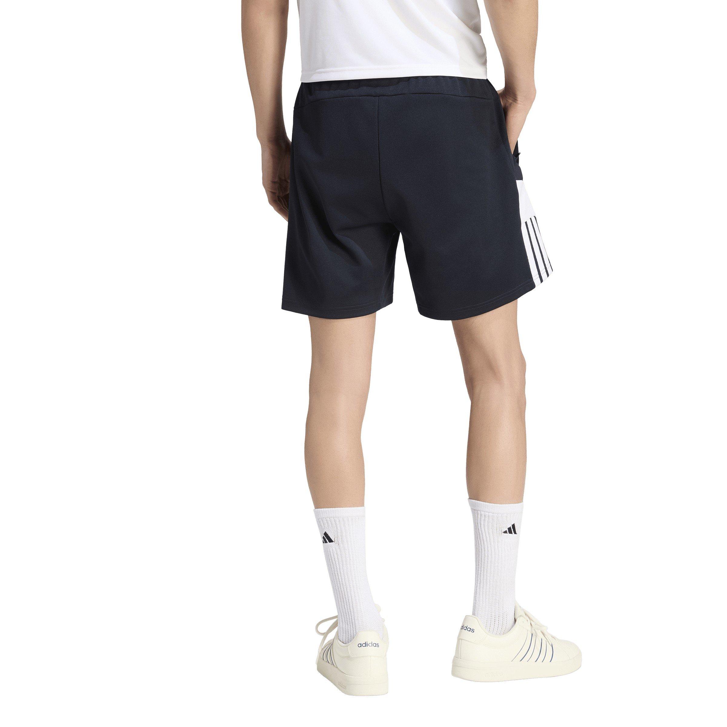 Navy/Red - adidas - Men's Fleece Jogger Shorts - 3