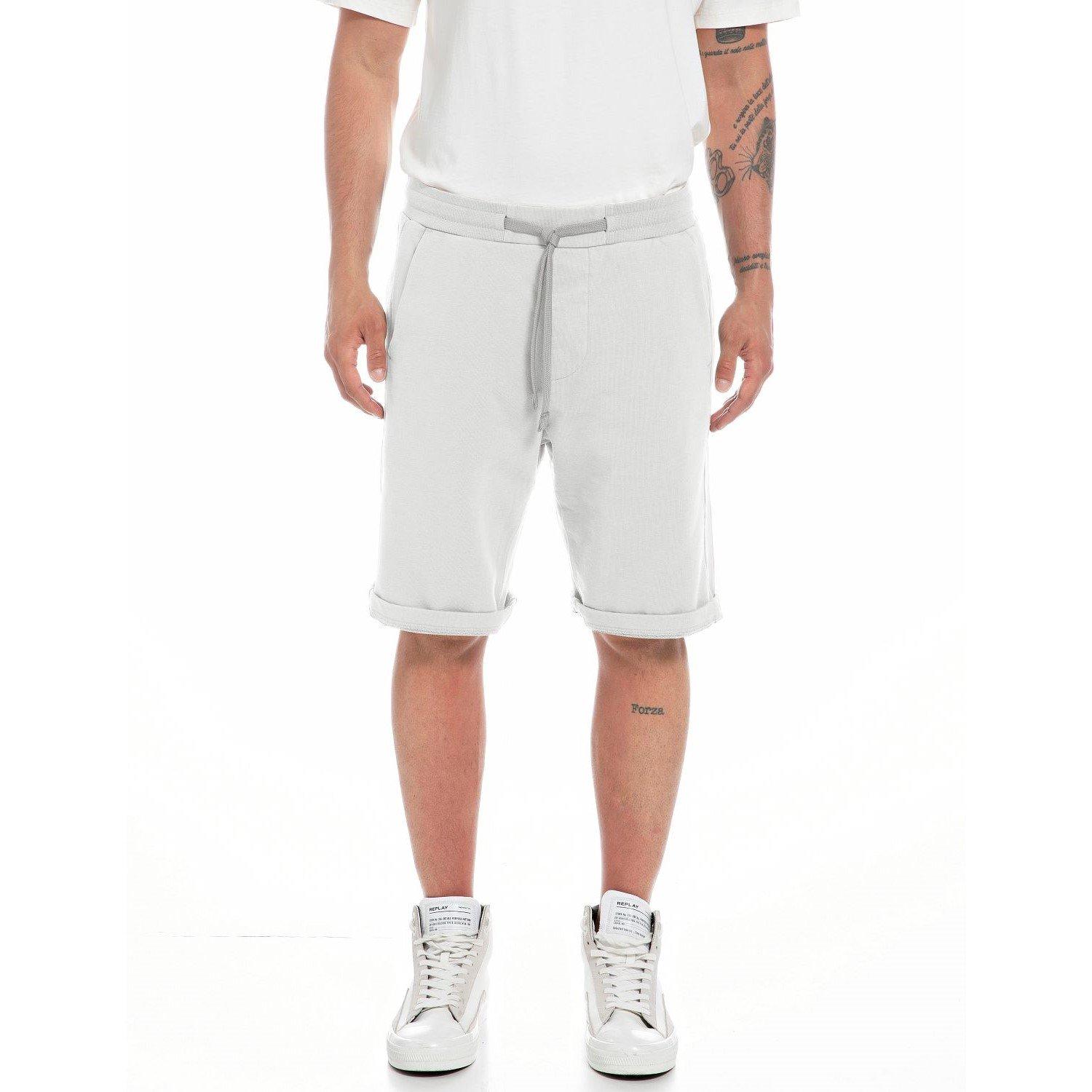 Chalk 801 - Replay - Men's Sartor Fleece Jogger Shorts - 1