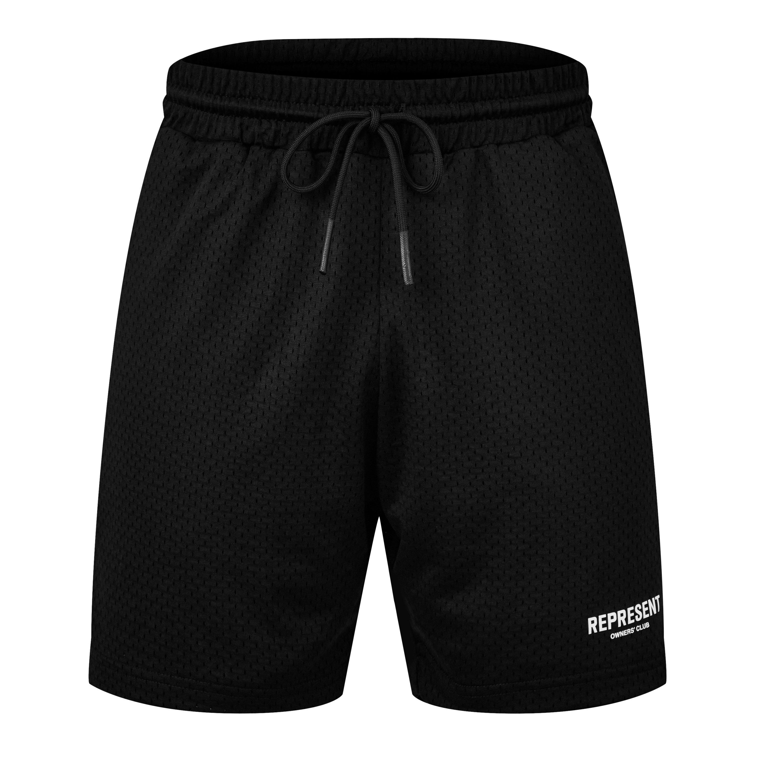 Black - Represent - Men's Owners Club Mesh Shorts, Breathable Design - 7