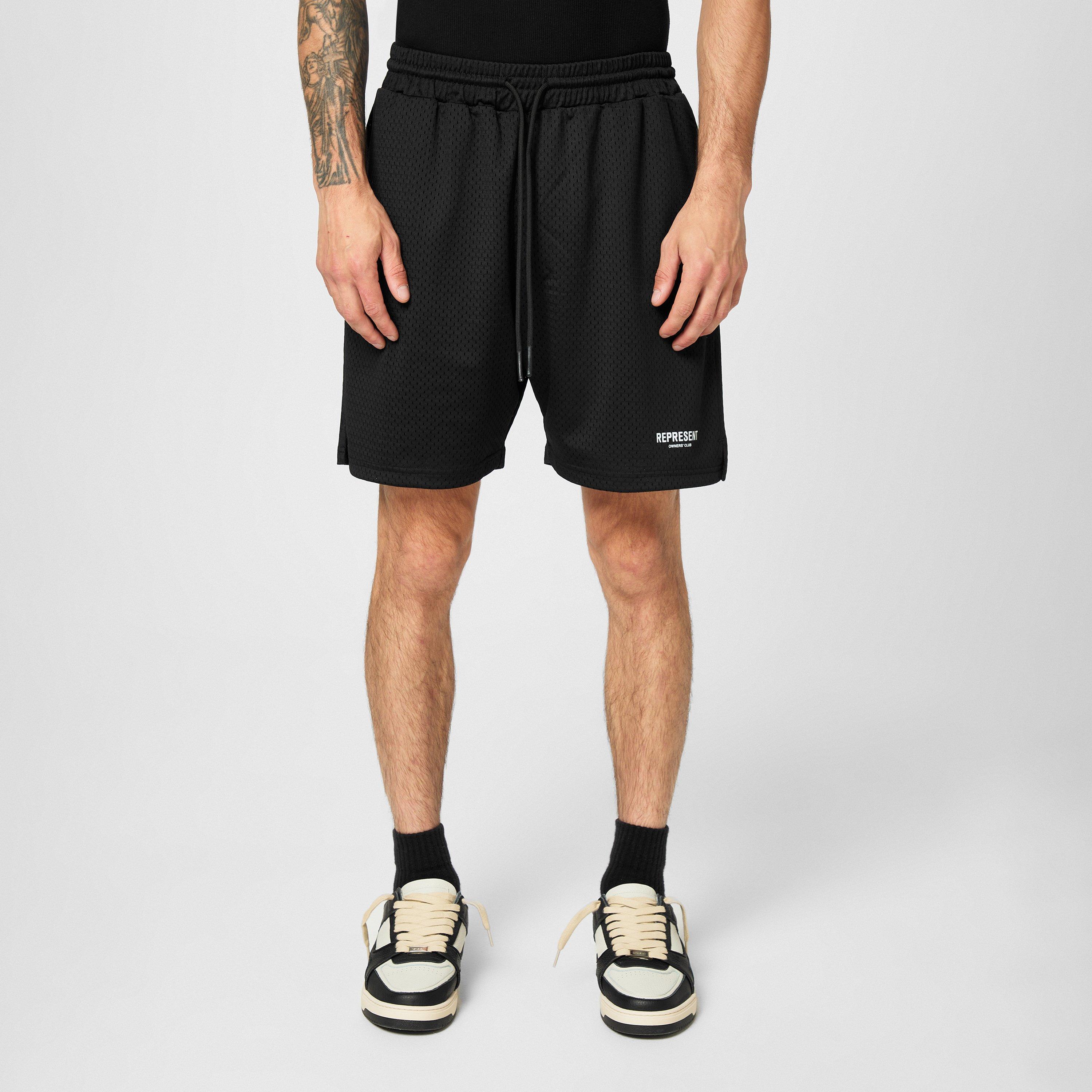 Black - Represent - Men's Owners Club Mesh Shorts, Breathable Design - 3