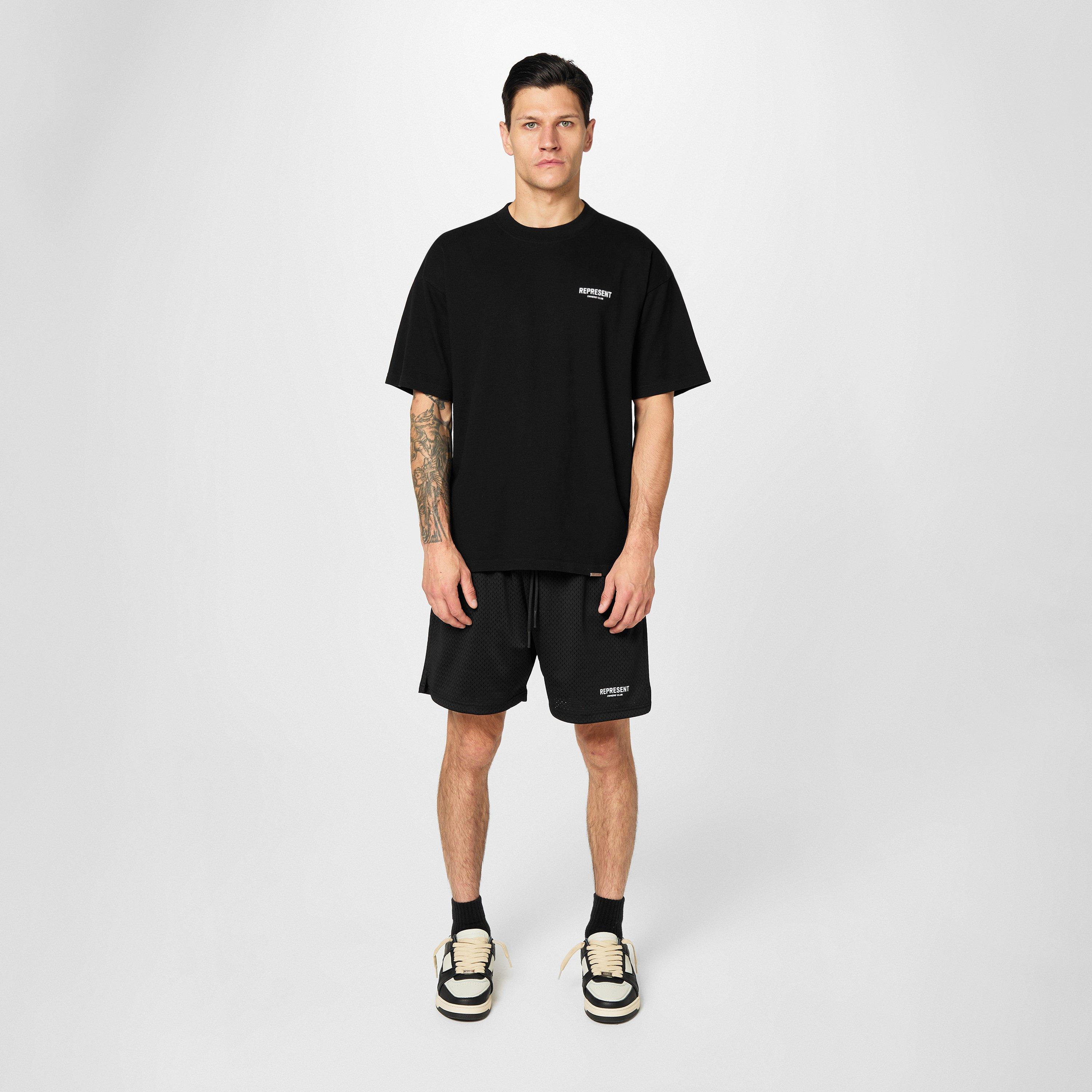 Black - Represent - Men's Owners Club Mesh Shorts, Breathable Design - 6