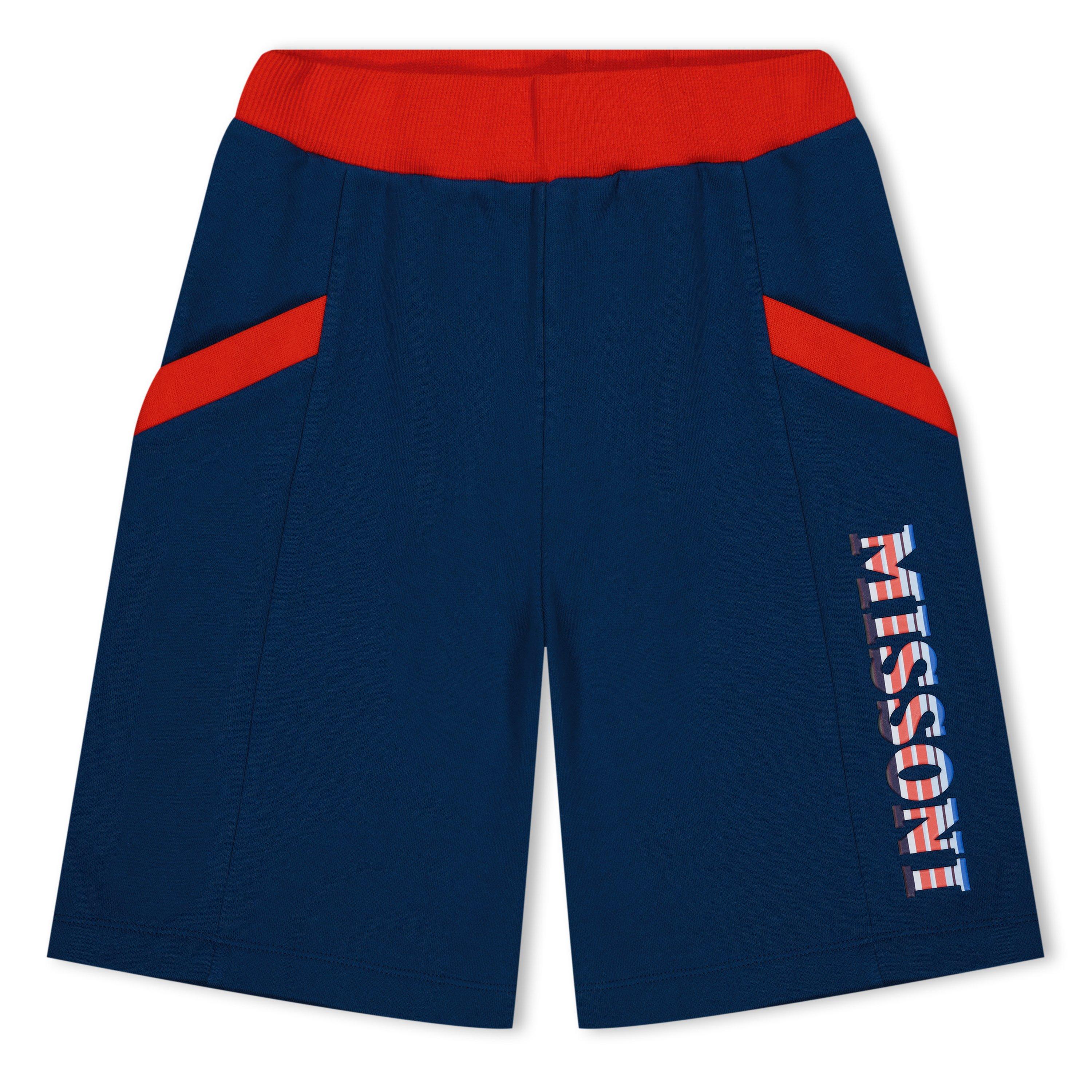 Missoni Kids' Fleece Relaxed Fit Jogger Shorts - Navy/Red 689RO - Size 12Y