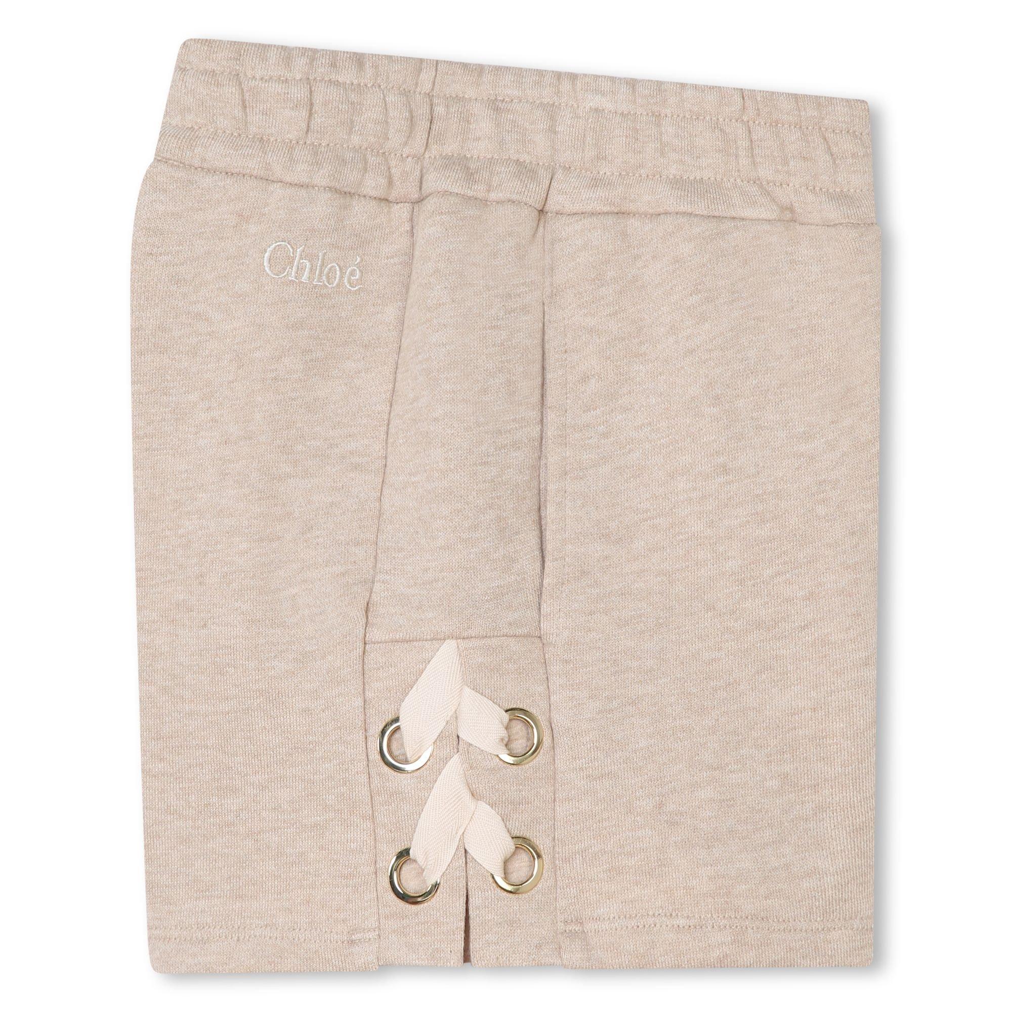Beige Marl C03 - Chloe - Logo Embroidered Cotton Shorts - 3