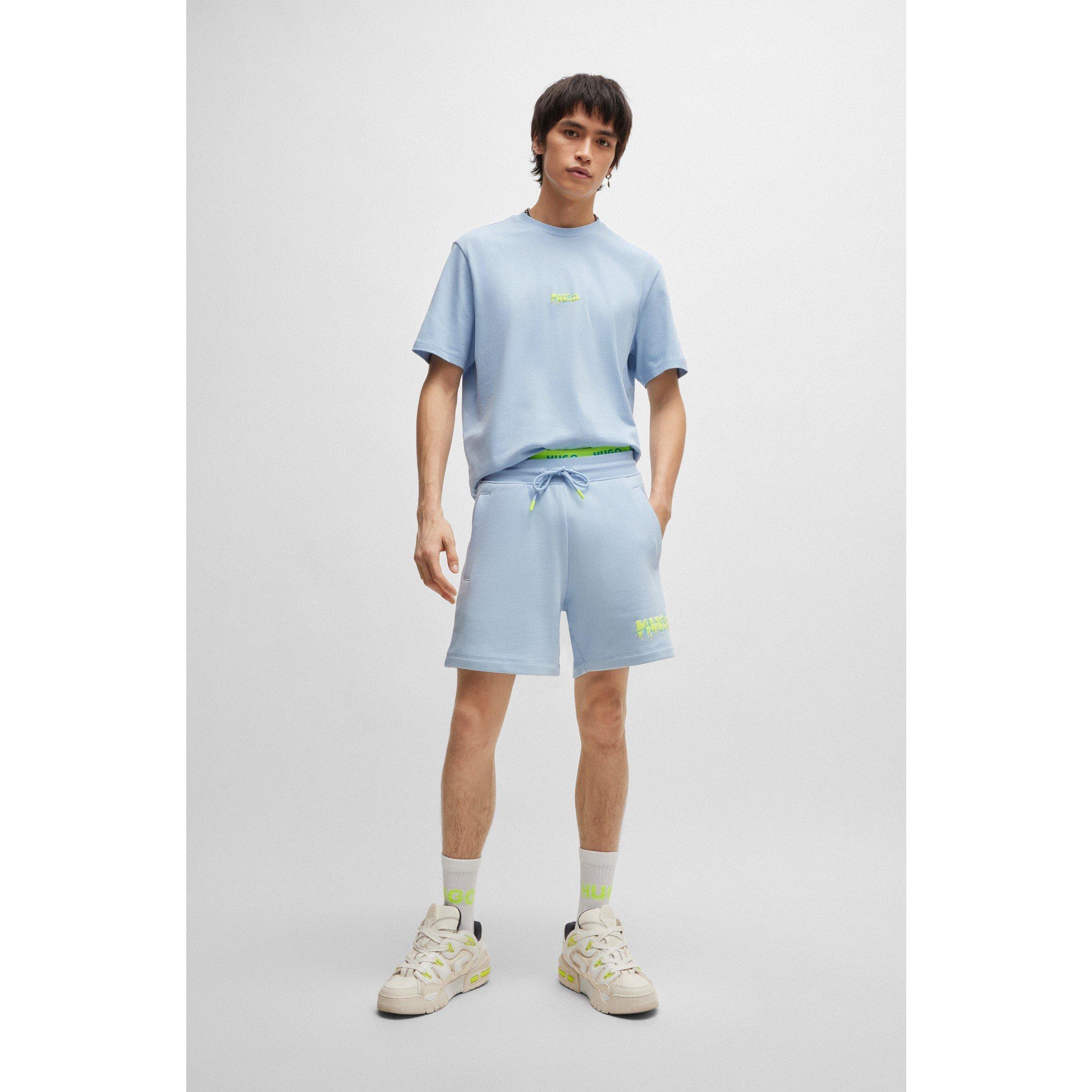Pastel Blue 455 - Hugo - Dapalmi Fleece Shorts - 7
