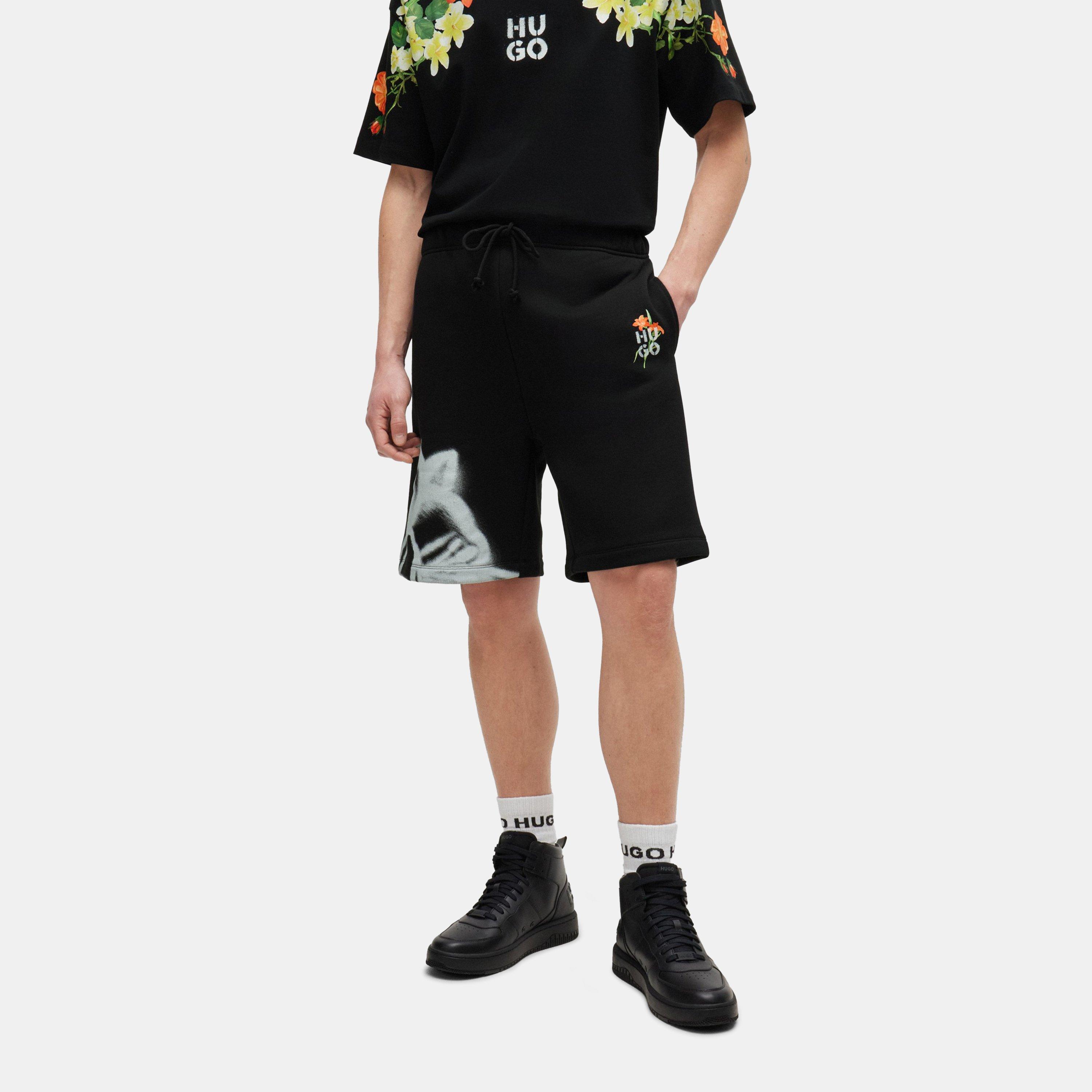 Black 001 - Hugo - Men's Fleece Jogger Shorts - 2