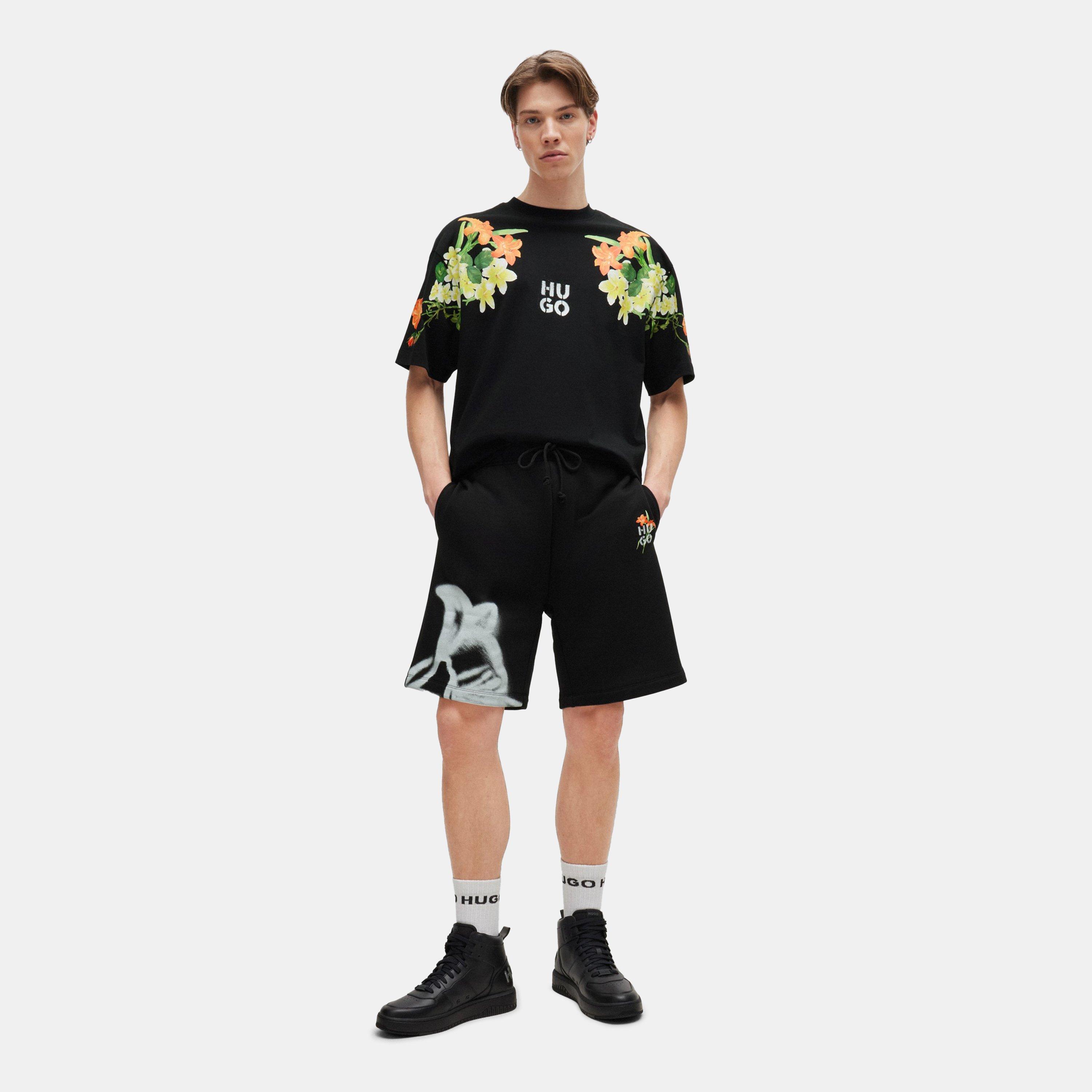 Black 001 - Hugo - Men's Fleece Jogger Shorts - 5