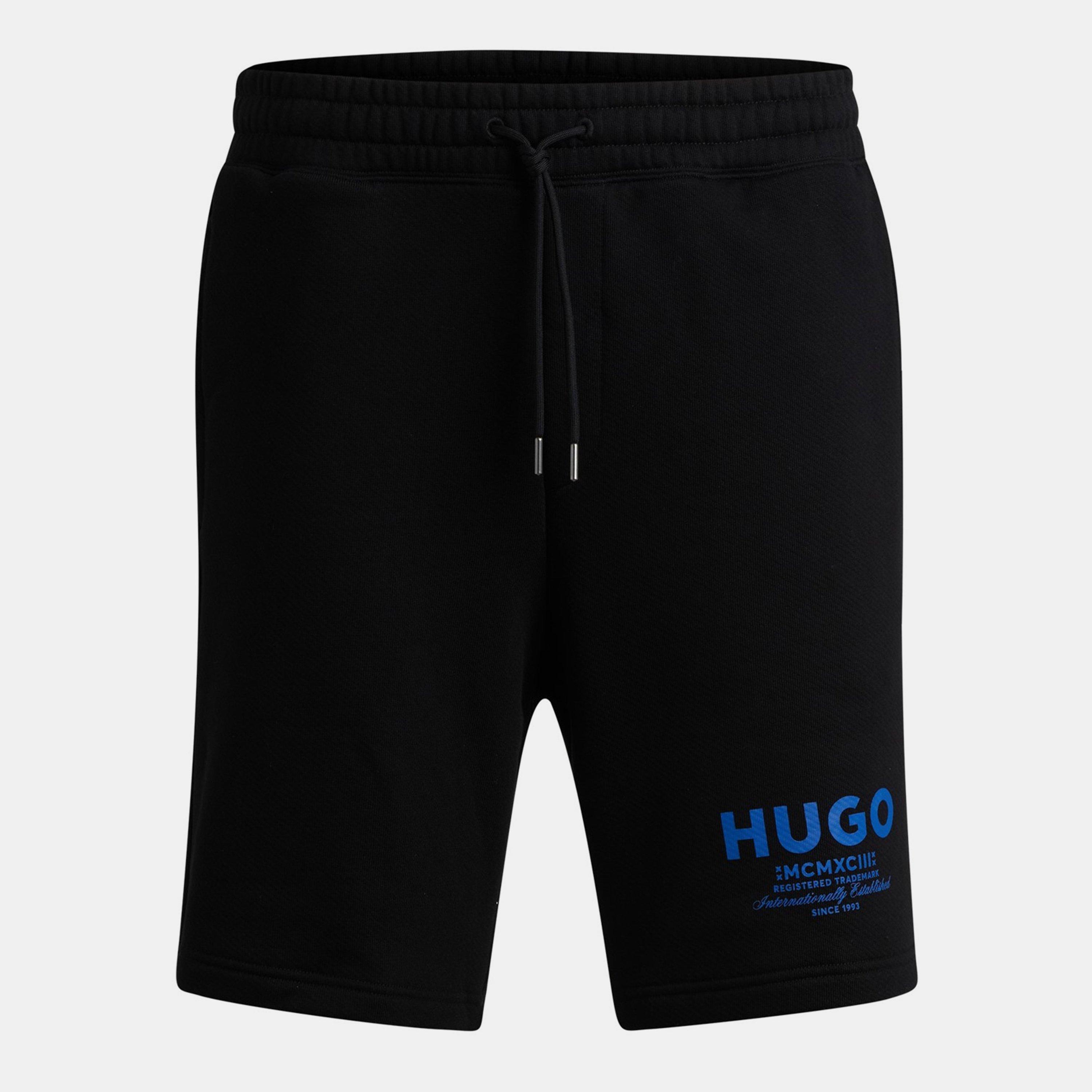 Black 001 - Hugo - Men's Nomario Fleece Jogger Shorts - 1