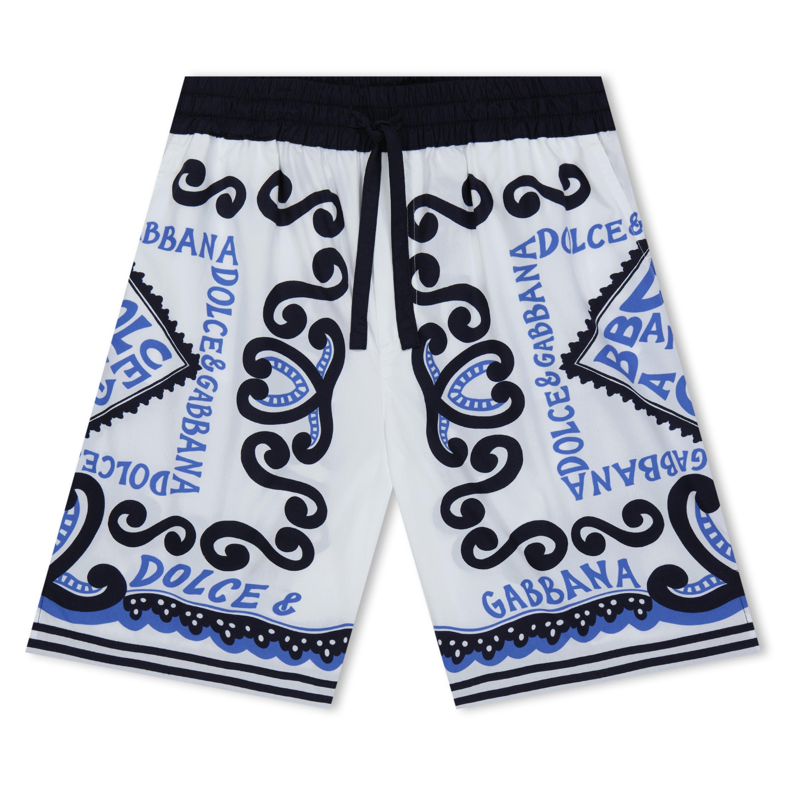 Multi HC4XR - Dolce and Gabbana - Kids' Marina Print Fleece Jogger Shorts - 1