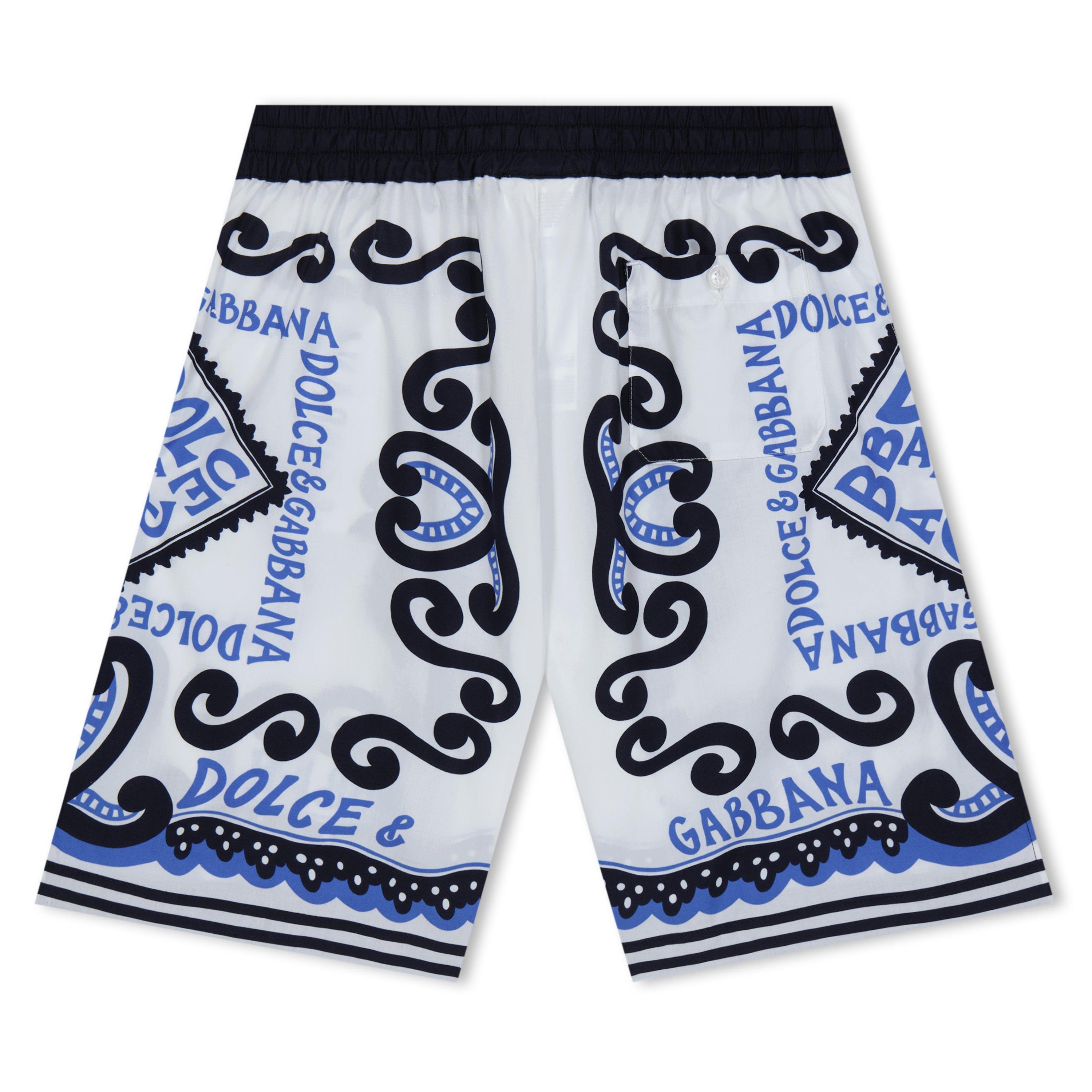 Multi HC4XR - Dolce and Gabbana - Kids' Marina Print Fleece Jogger Shorts - 2