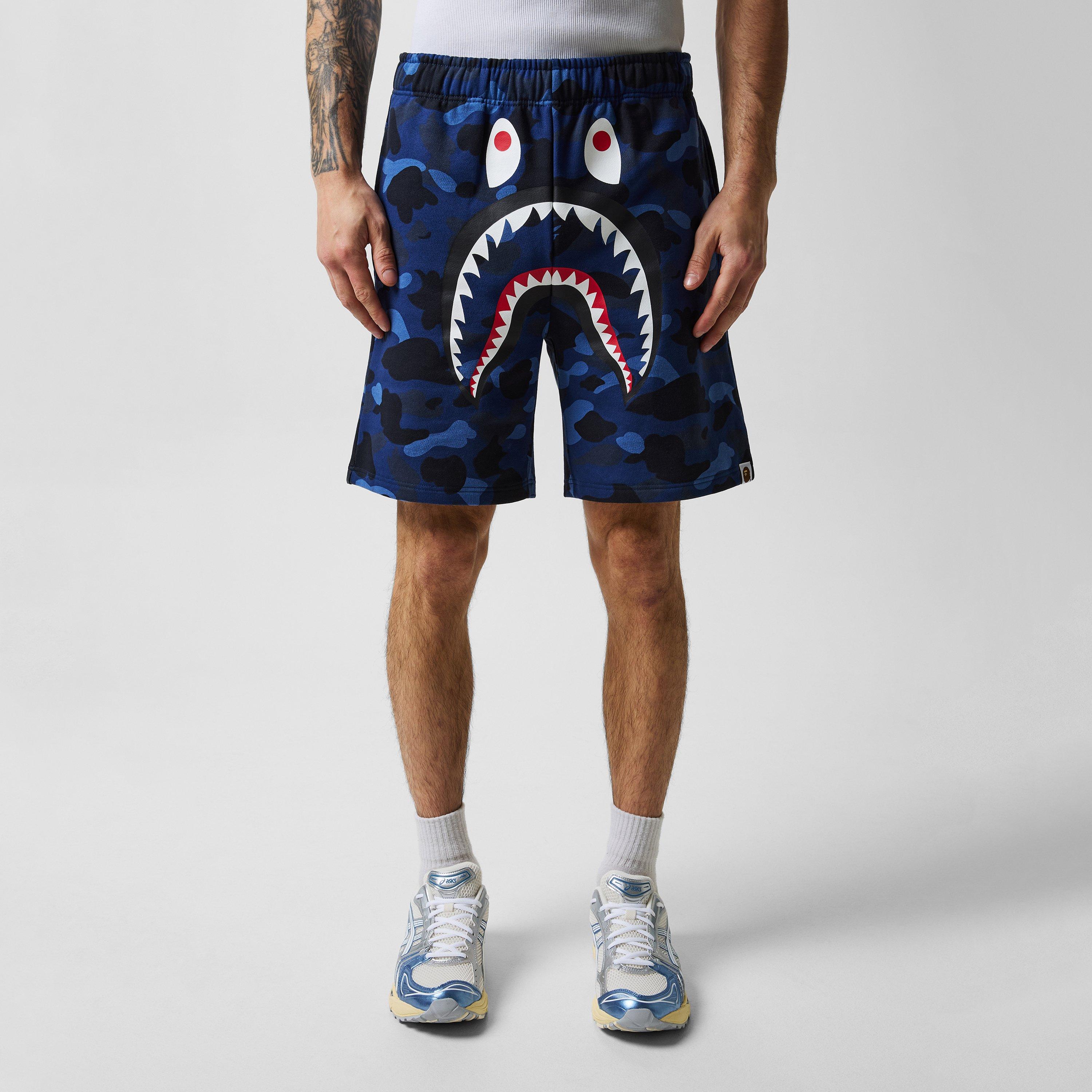 A BATHING APE BAPE BLUE CAMO SHARK ショーツ BAPE A Bathing Ape Blue Camo Shark Face Tiger WGM Shorts