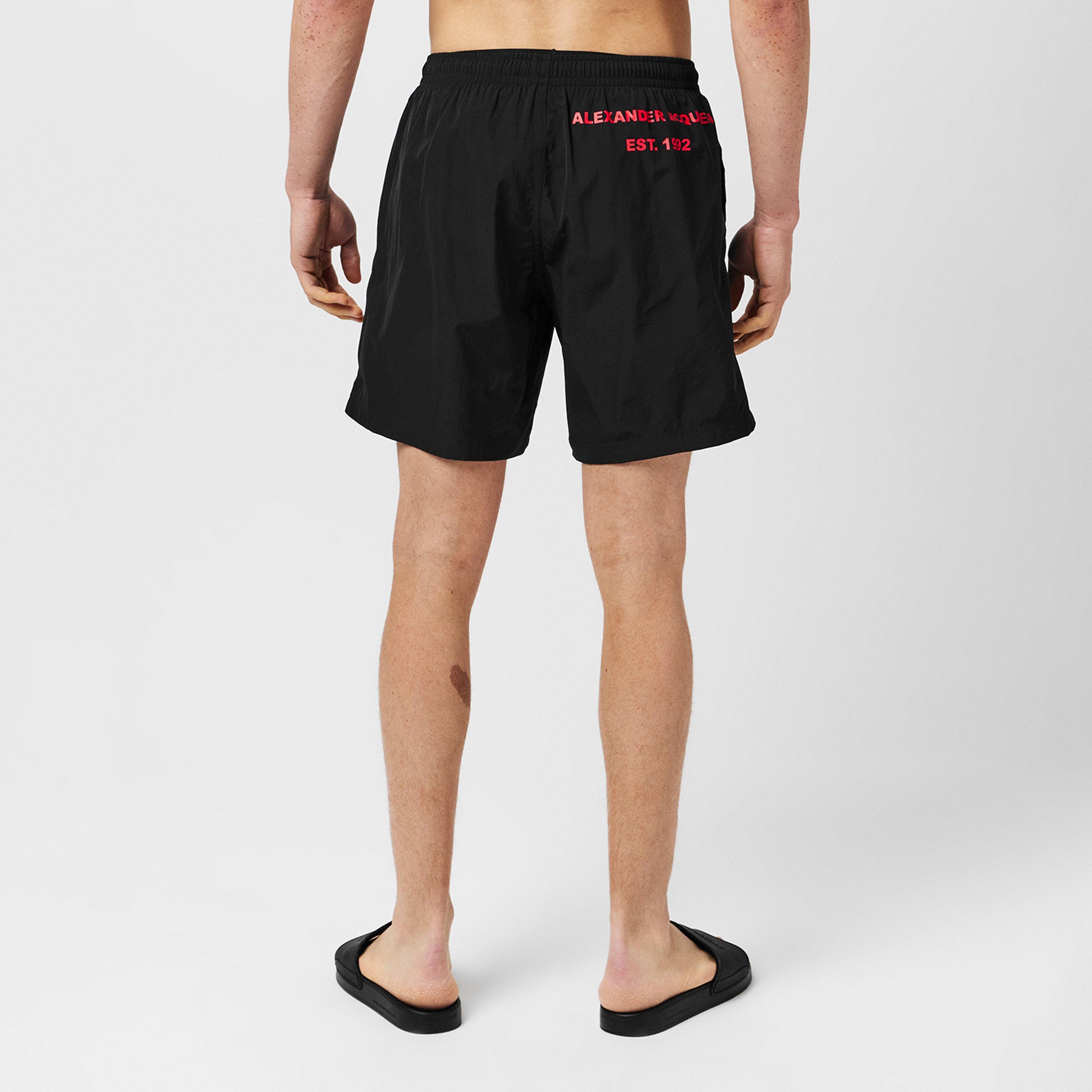Black/Red - Alexander McQueen - Graffiti Swim Shorts - 3