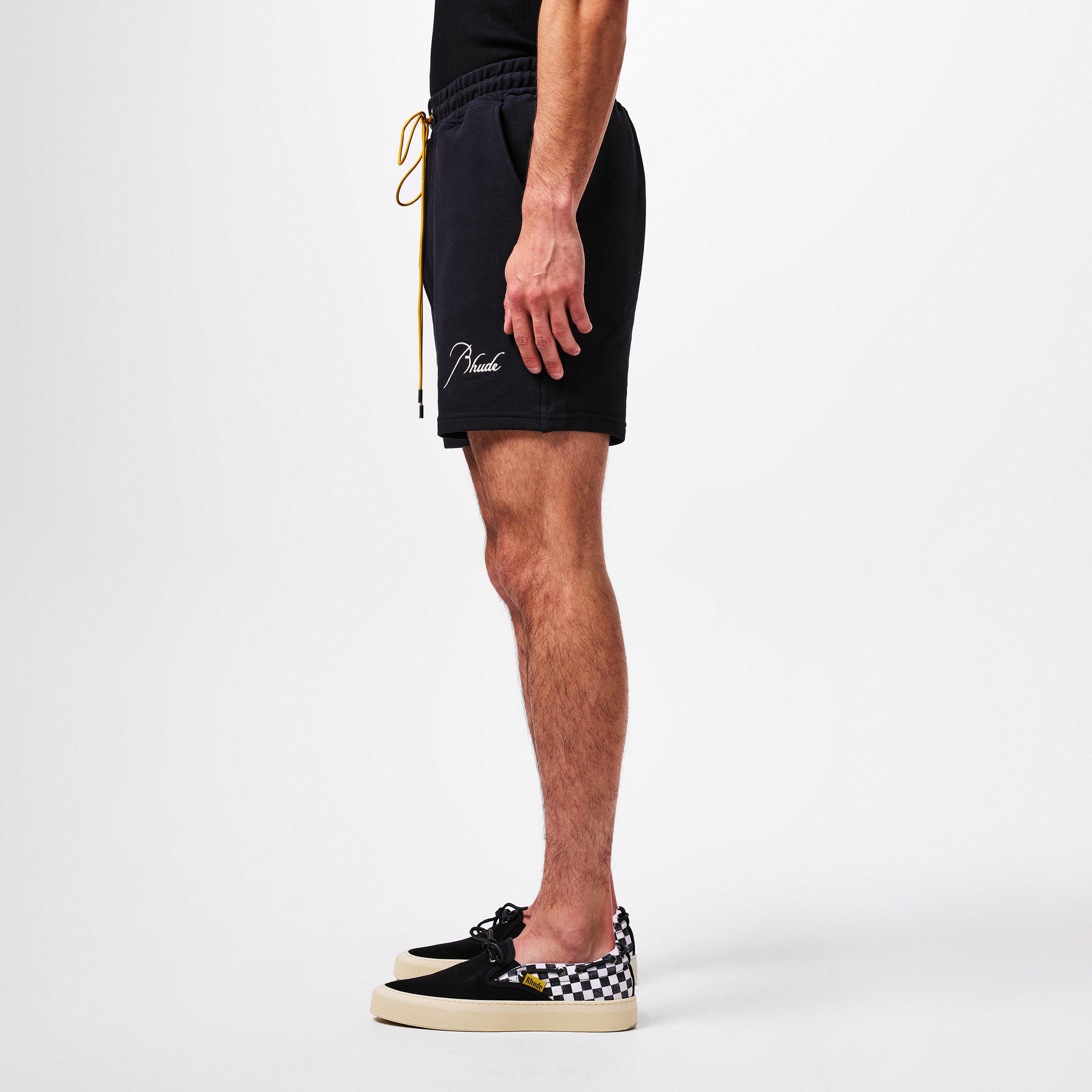 Black 0372 - Rhude - Men's Pique Fleece Jogger Shorts - 2