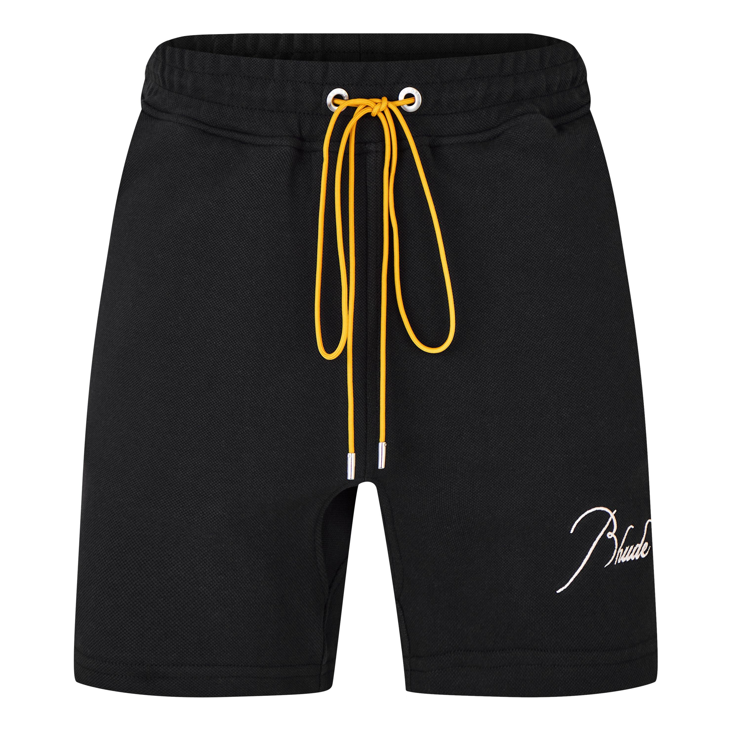 Black 0372 - Rhude - Men's Pique Fleece Jogger Shorts - 5