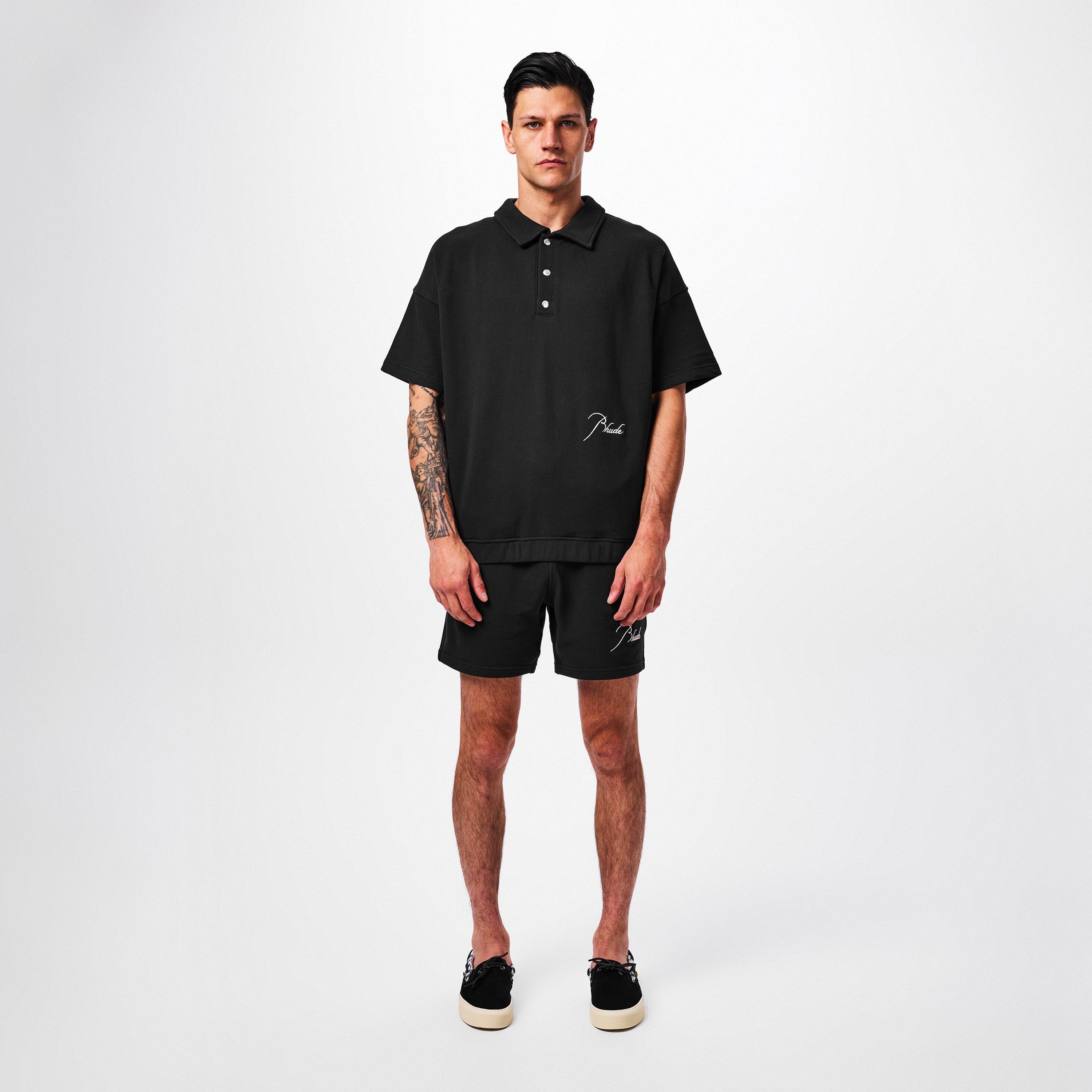 Black 0372 - Rhude - Men's Pique Fleece Jogger Shorts - 4