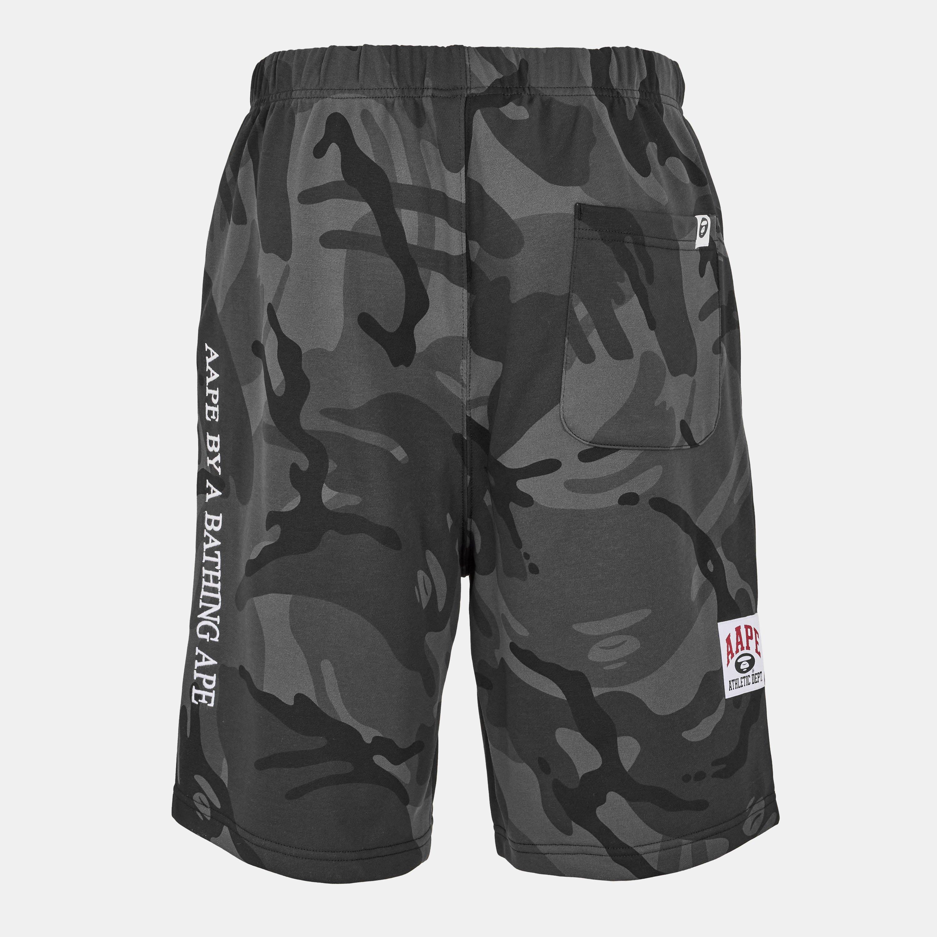 Black Camo - AAPE - Men's Fleece Jogger Shorts - 2