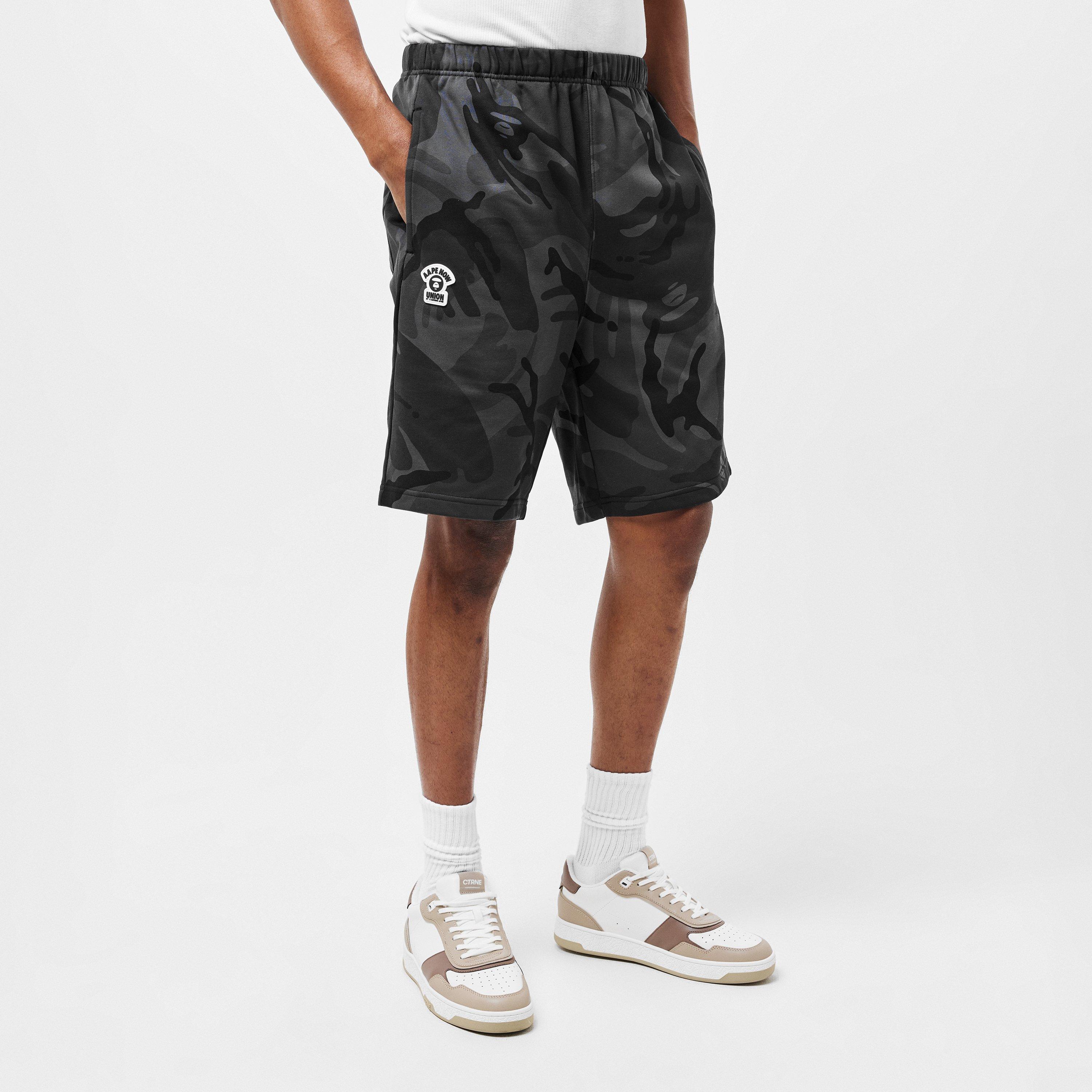 Black Camo - AAPE - Men's Fleece Jogger Shorts - 3