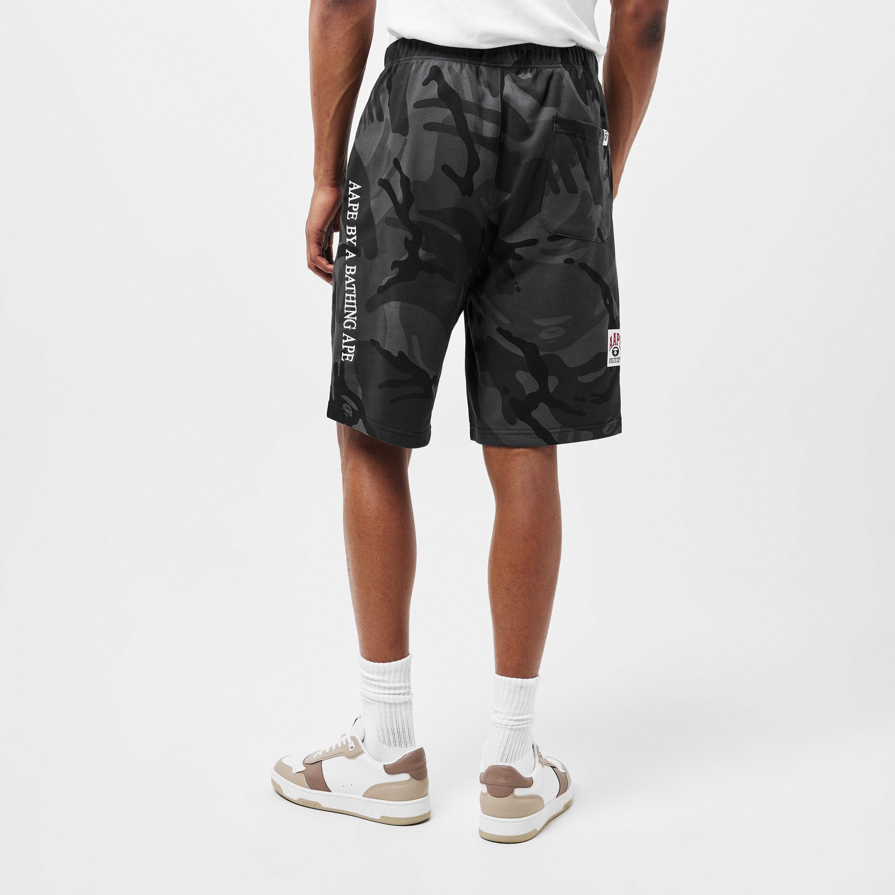 Black Camo - AAPE - Men's Fleece Jogger Shorts - 4